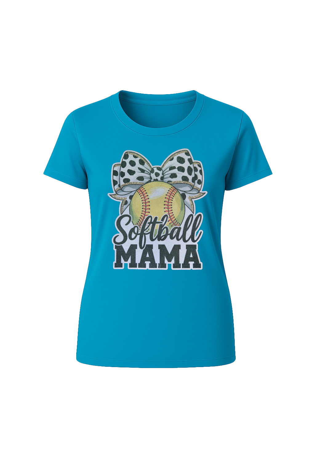Glitter Softball Mama Bow Short Sleeve Tee