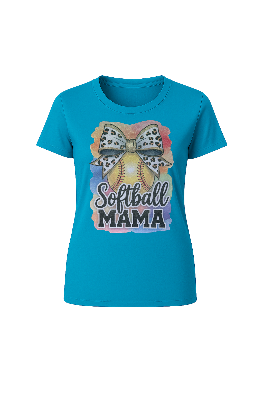 Glitter Watercolor Softball Mama Short Sleeve Tee