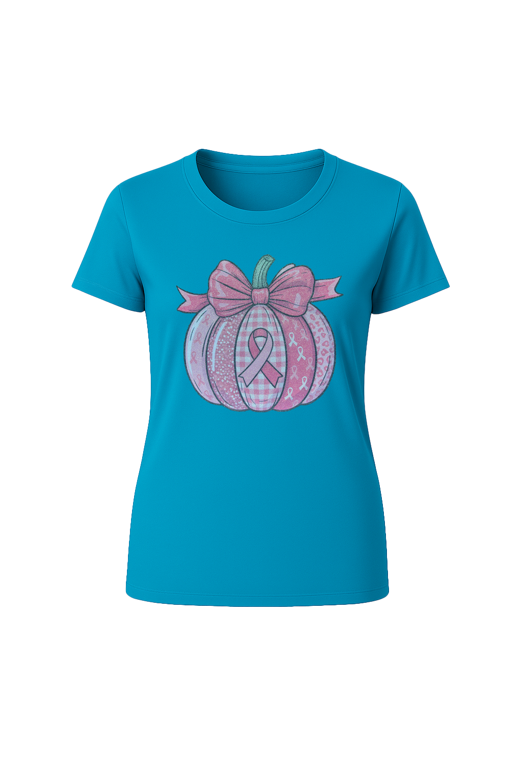 Glitter Breast Cancer Pumpkin Short Sleeve Tee