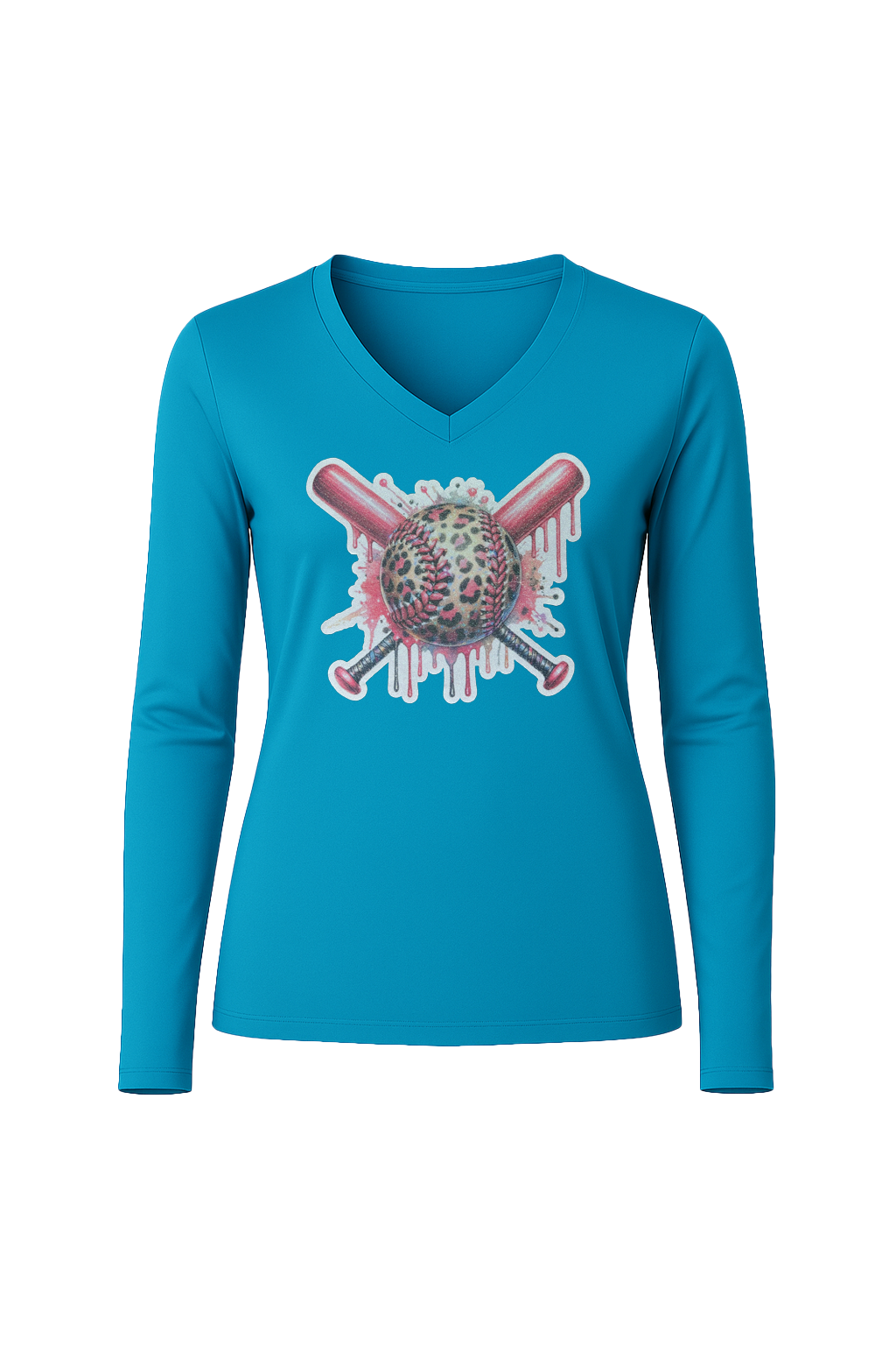 Glitter Leopard Drip Long Sleeve V-Neck Tee