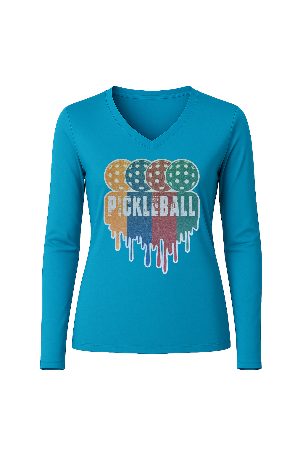 Glitter Pickleball Drip Long Sleeve V-Neck Tee