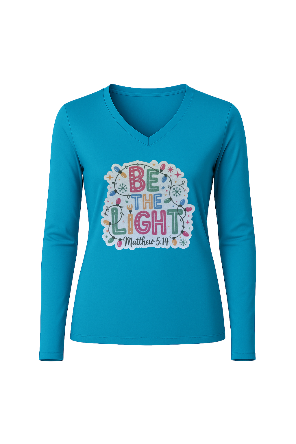 Glitter Be The Light Long Sleeve V-Neck Tee
