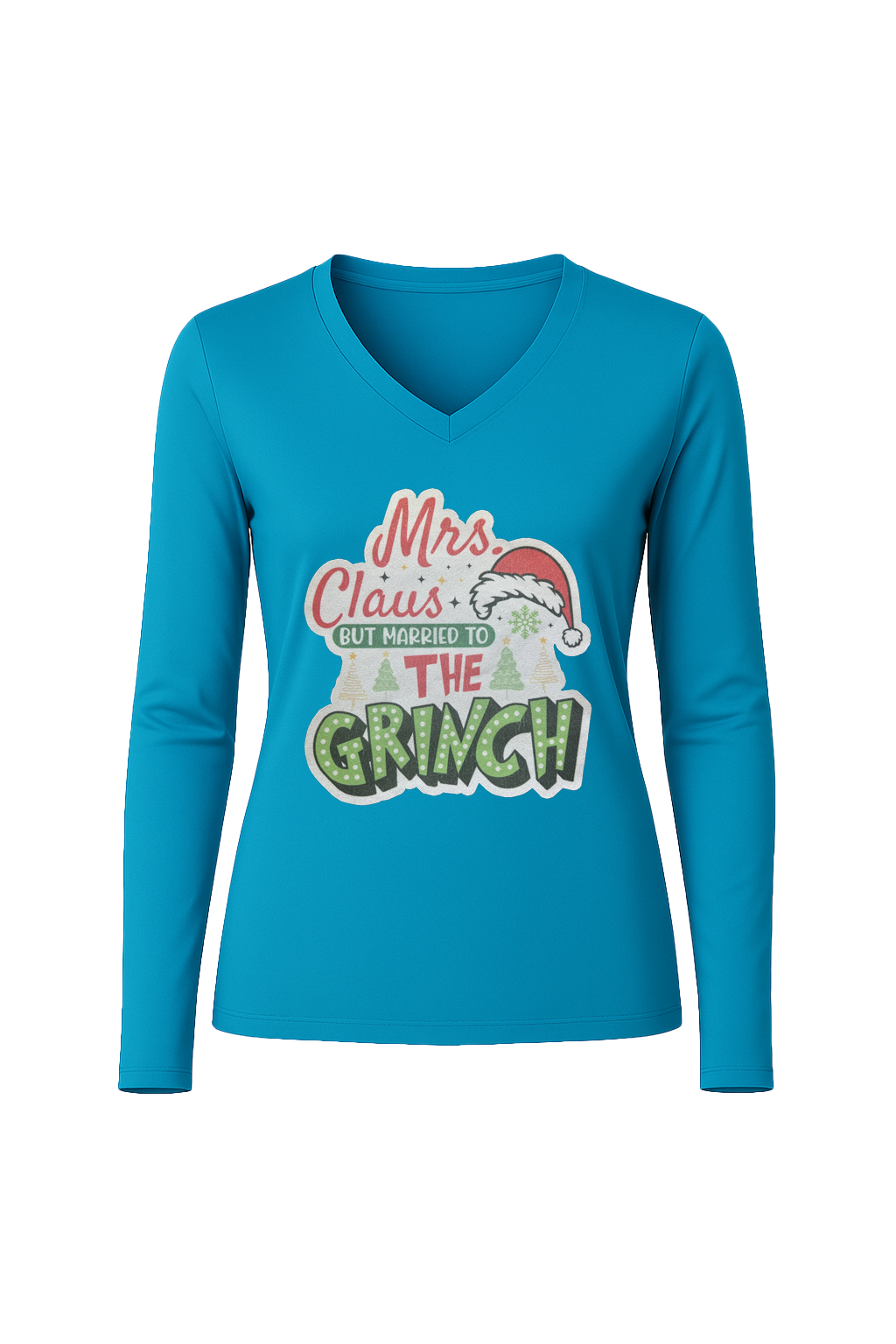 Glitter Married To The Grinch Long Sleeve V-Neck Tee