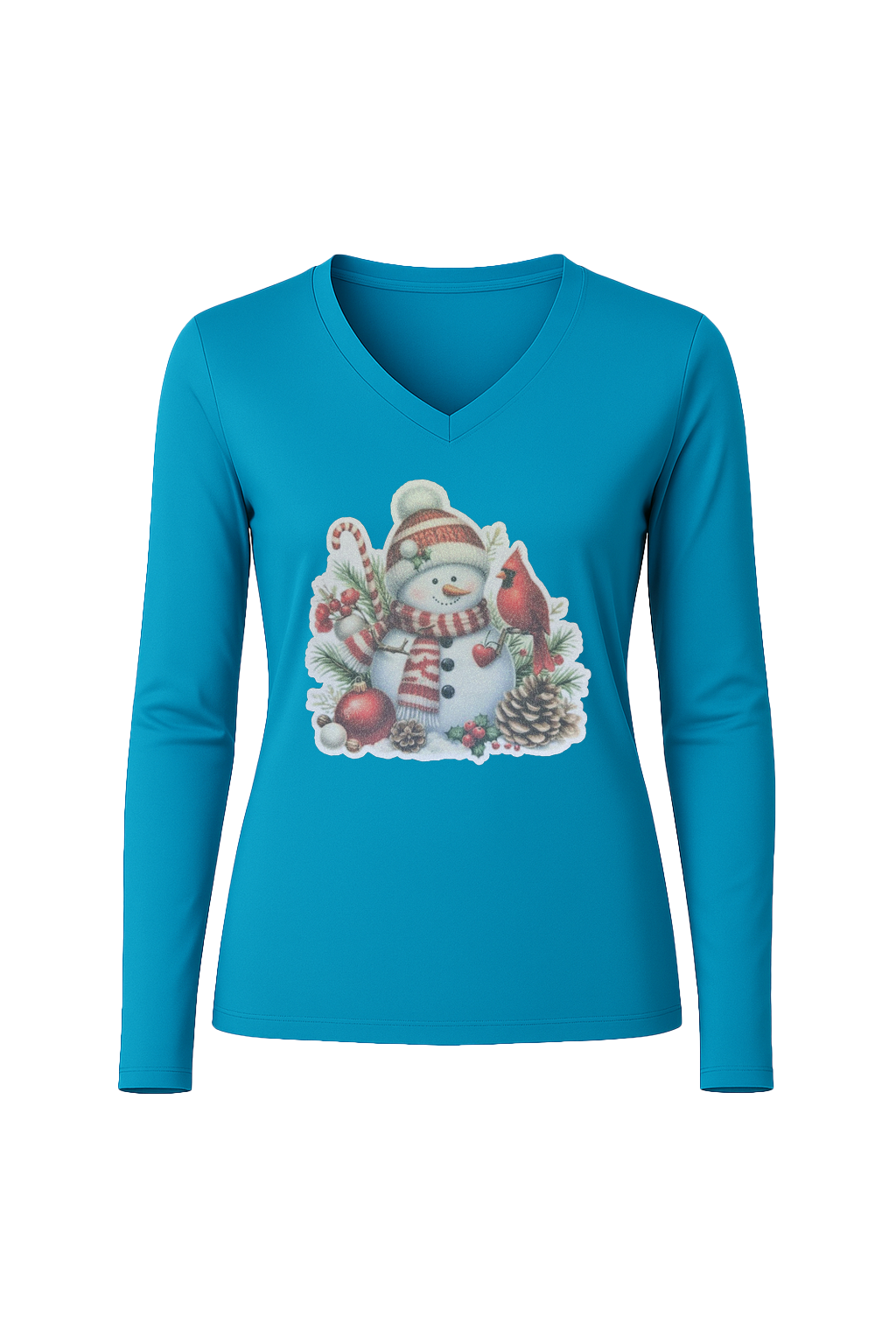 Glitter Cardinal's Gift Long Sleeve V-Neck Tee