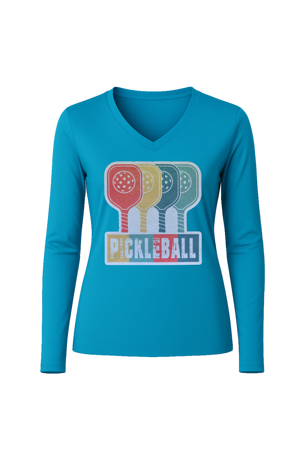 Glitter Pickleball Paddles Long Sleeve V-Neck Tee