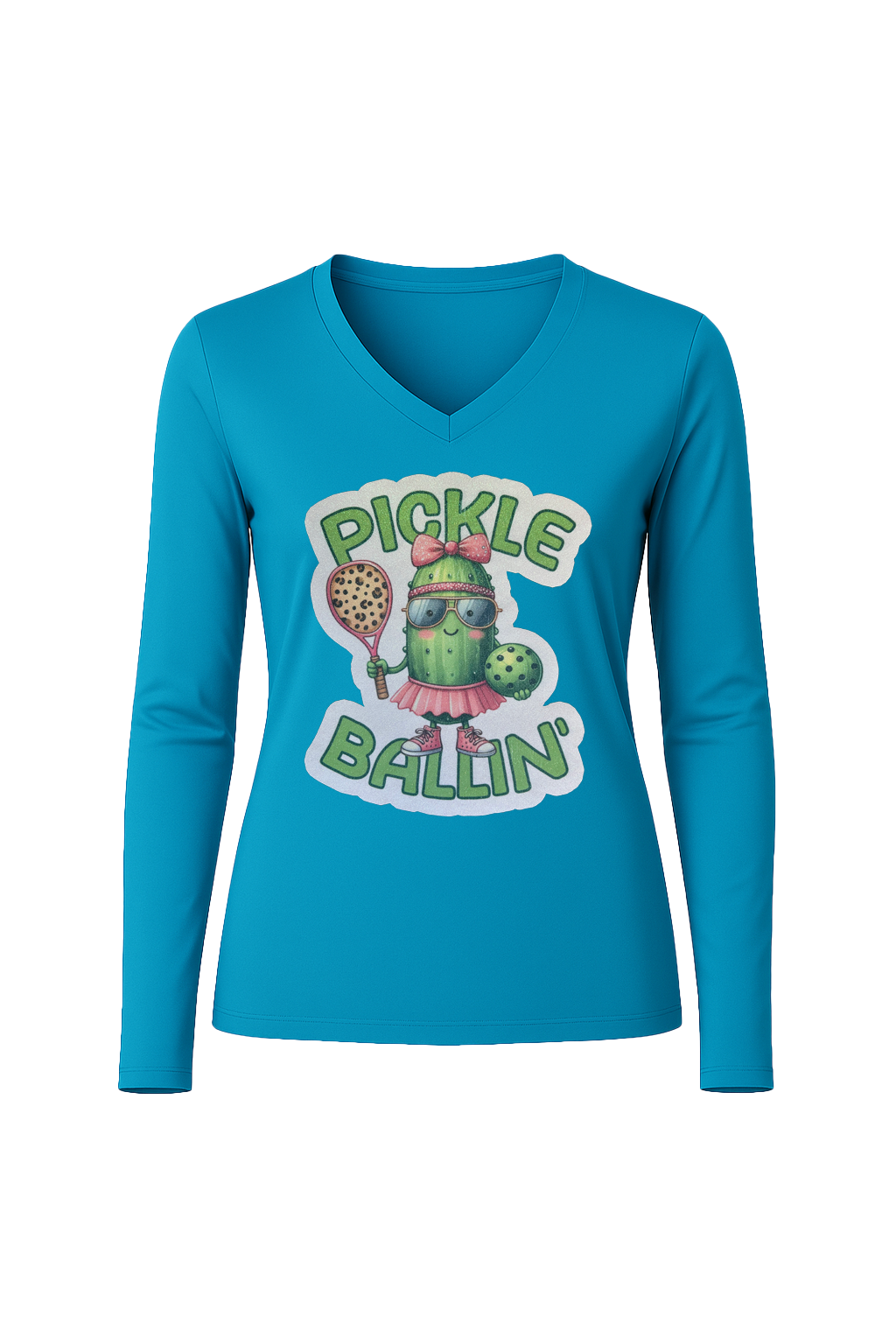 Glitter Pickle Ballin Long Sleeve V-Neck Tee