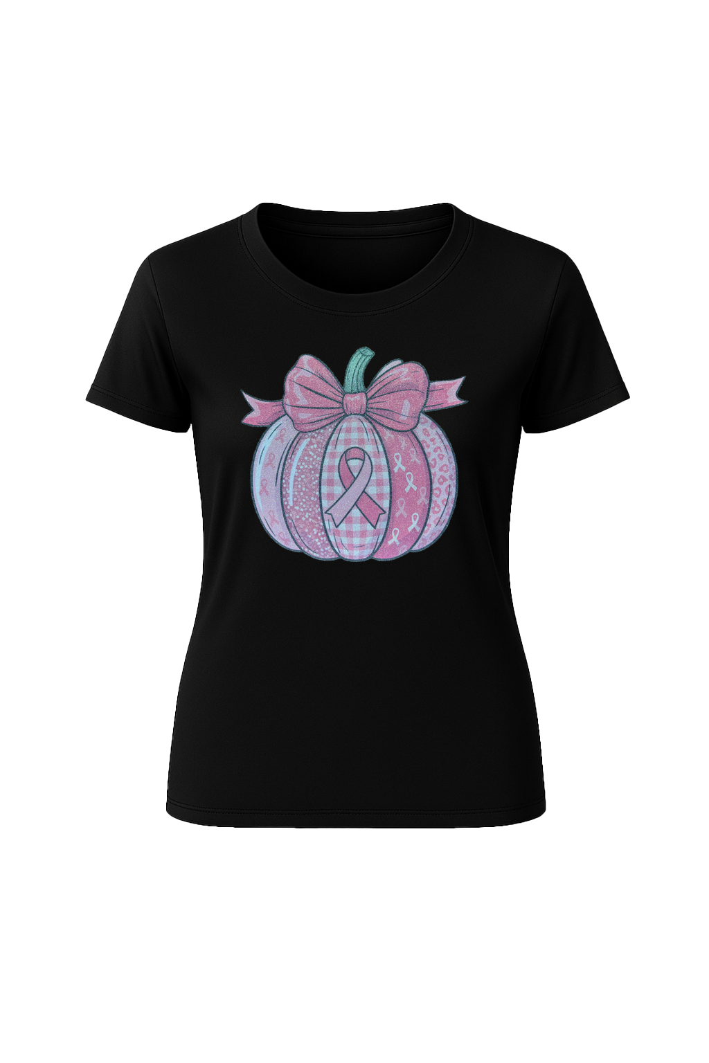 Glitter Breast Cancer Pumpkin Short Sleeve Tee