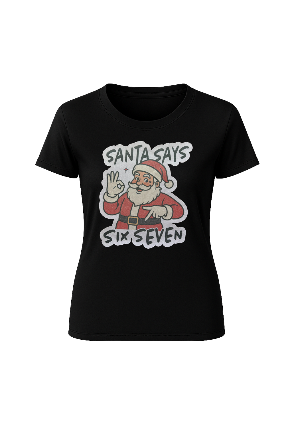 Glitter Santa Says Six Seven Short Sleeve Tee