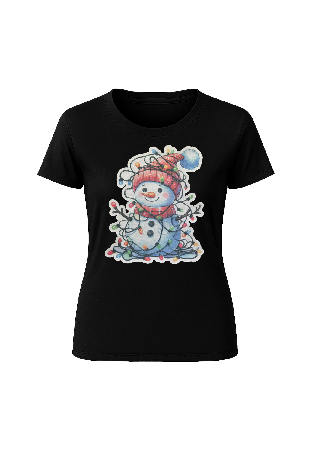 Glitter Tangled Snowman Short Sleeve Tee