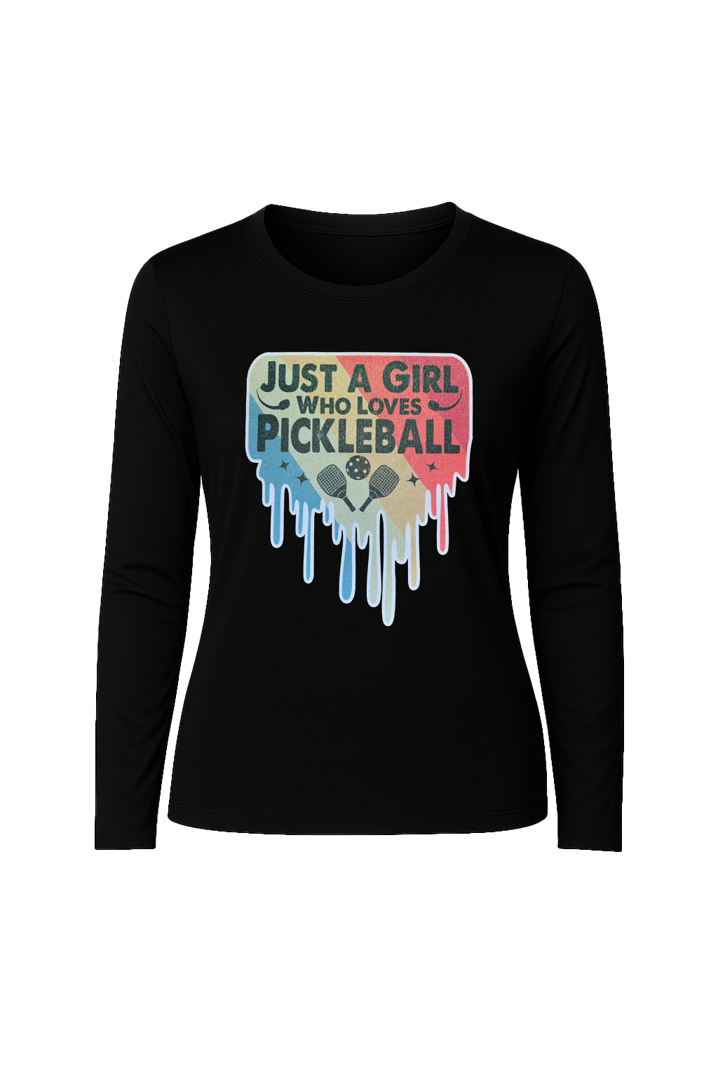 Glitter Girl Loves Pickleball Long Sleeve Tee UPF 50