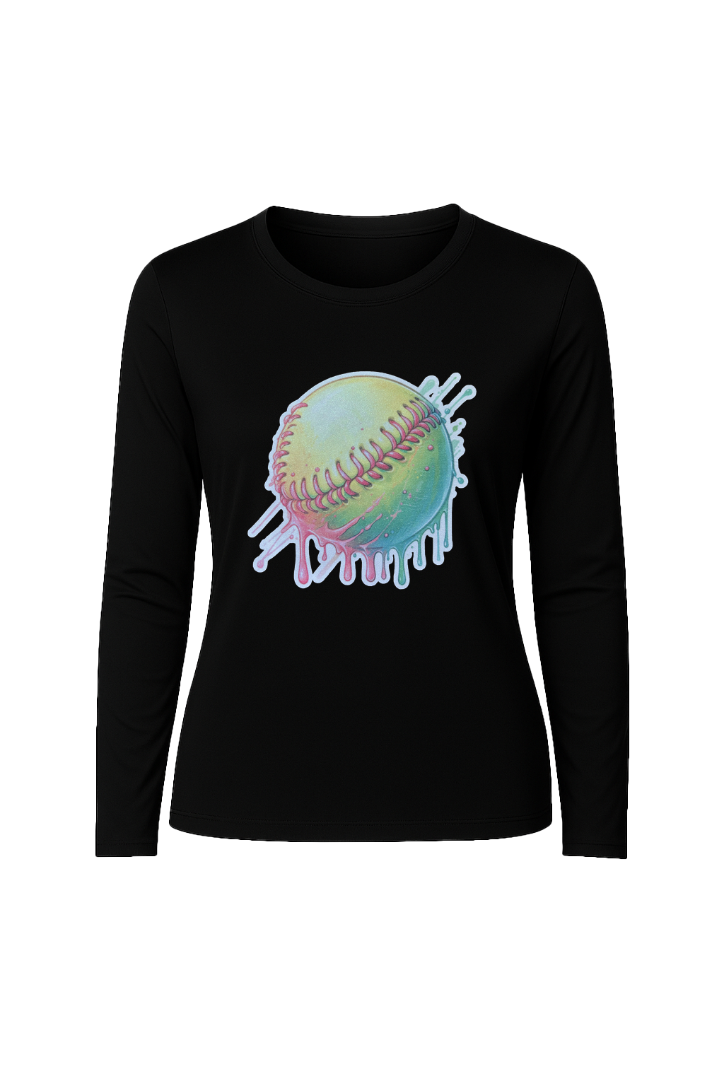 Glitter Softball Drip Long Sleeve Tee UPF 50