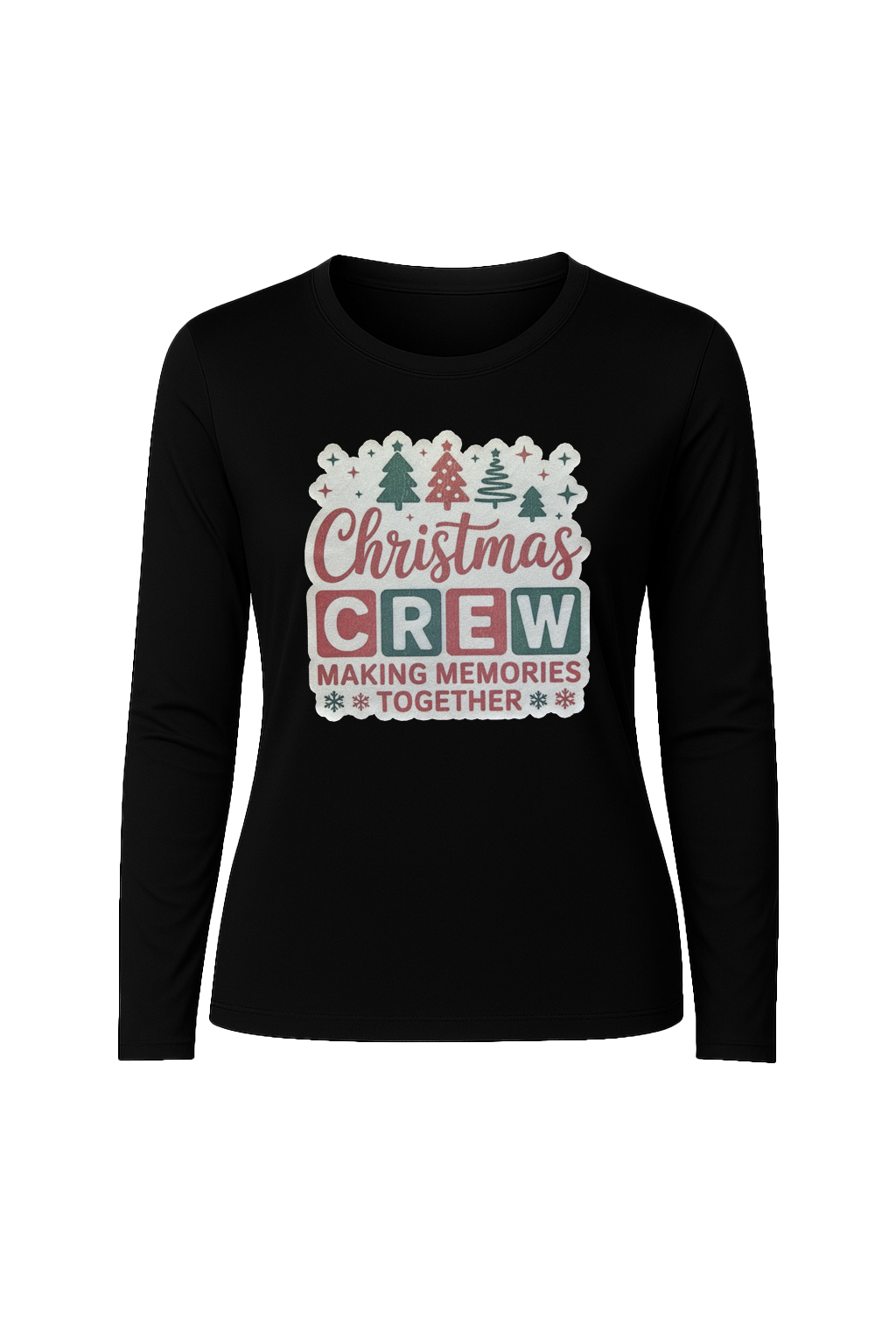 Glitter Christmas Crew Long Sleeve Tee UPF 50