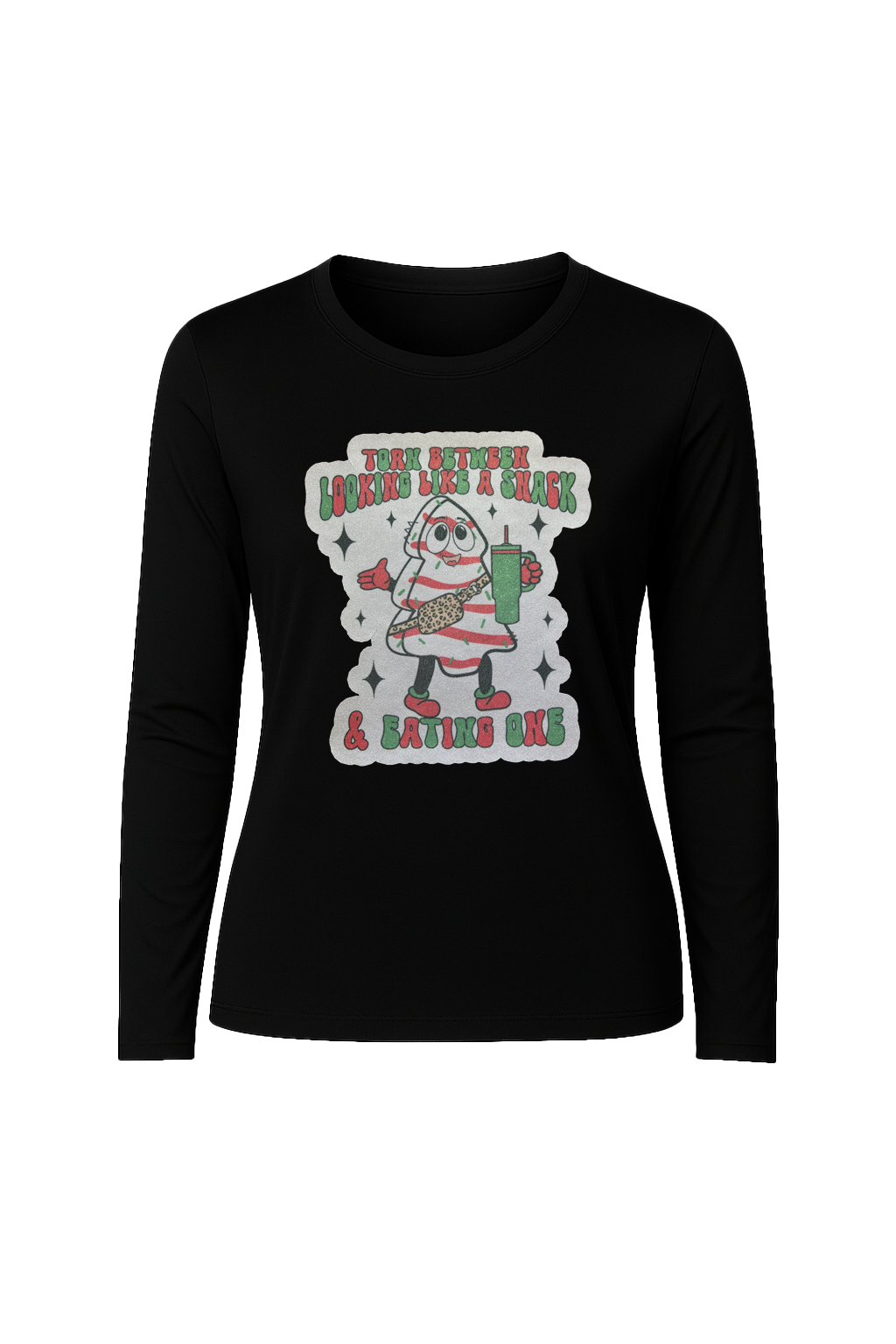 Glitter Christmas Snack Long Sleeve Tee UPF 50