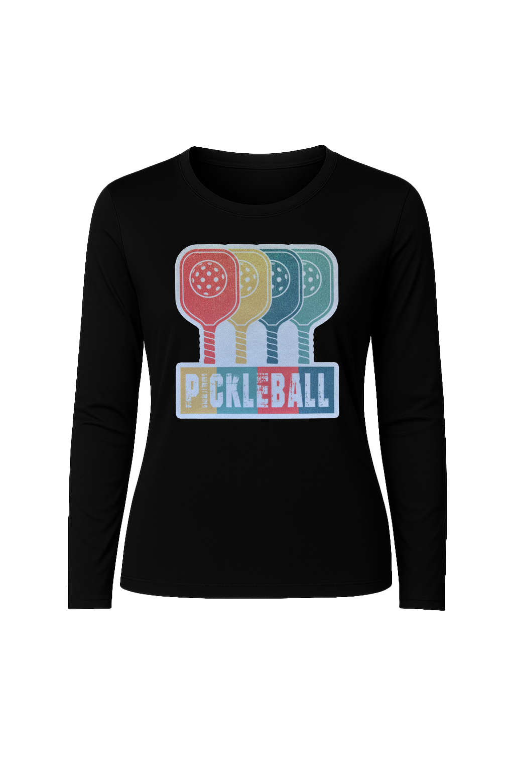 Glitter Pickleball Paddles Long Sleeve Tee UPF 50