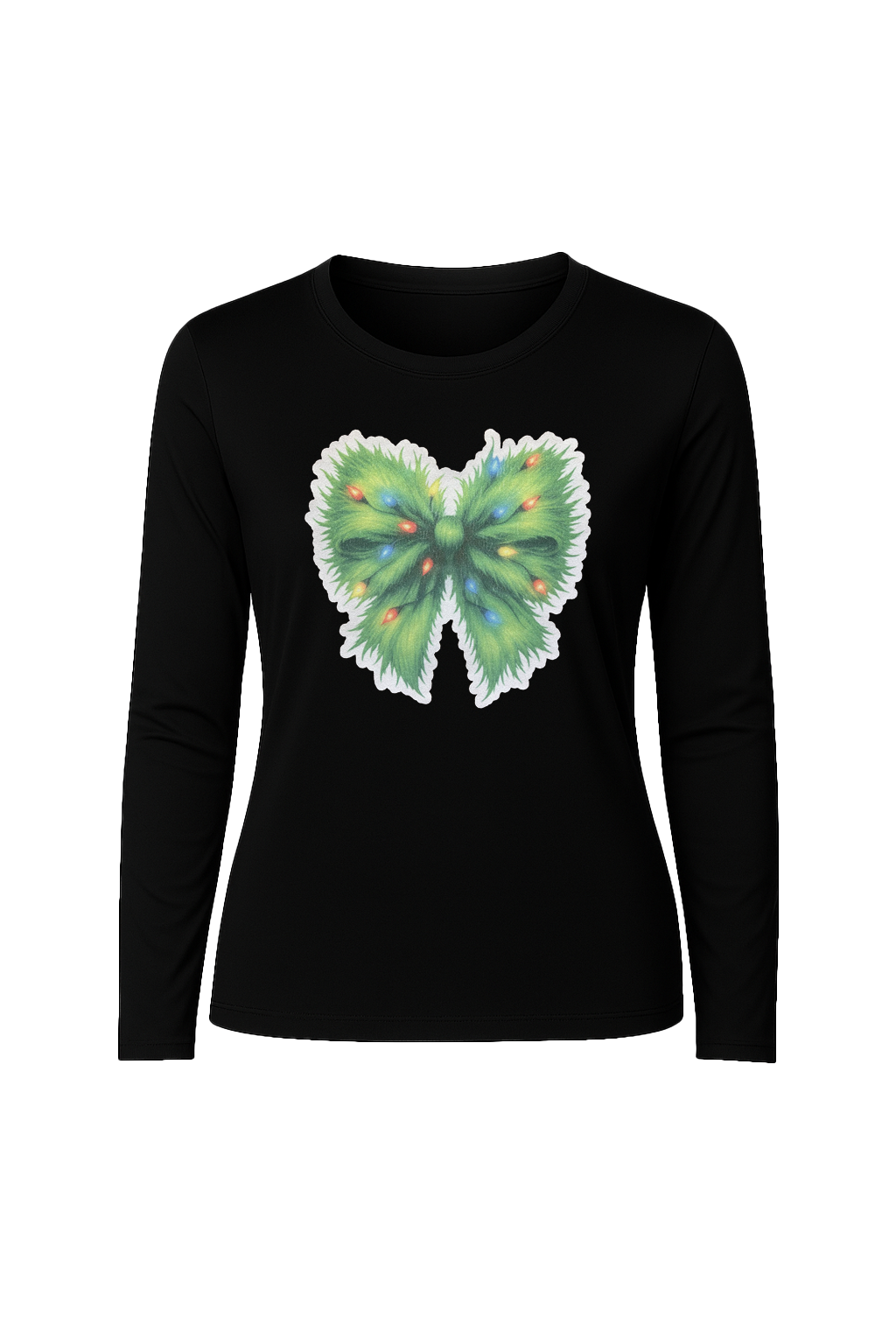 Glitter Evergreen Bow Long Sleeve Tee UPF 50