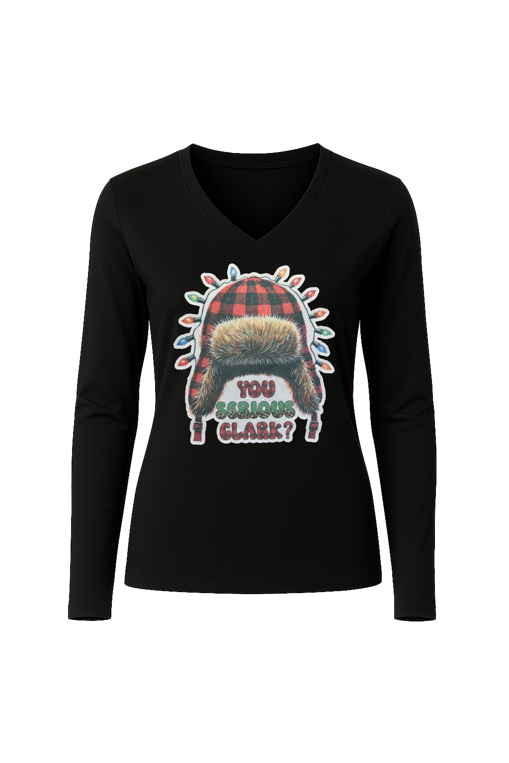 Glitter You Serious Clark? Long Sleeve V-Neck Tee