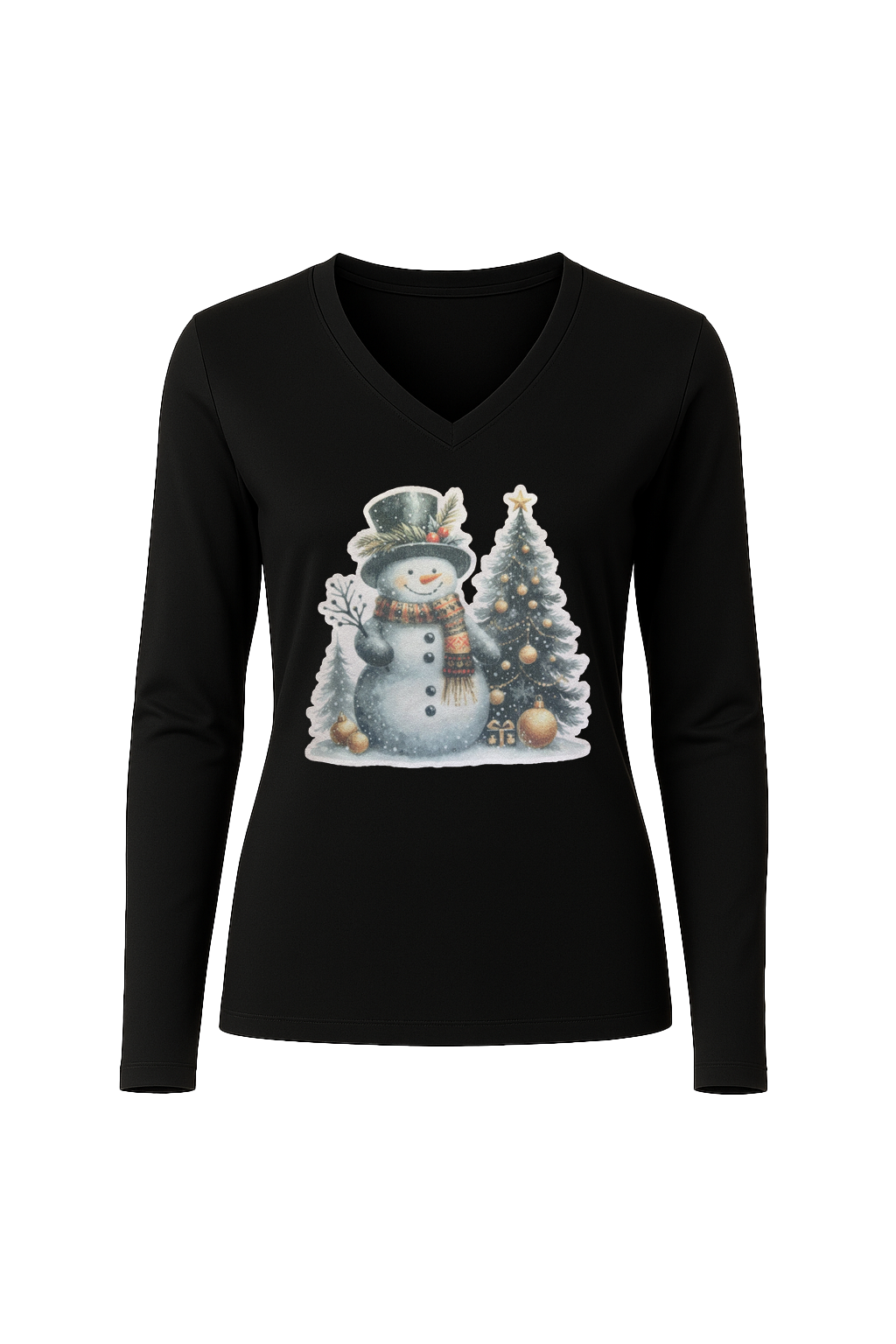Glitter Festive Frosty Long Sleeve V-Neck Tee