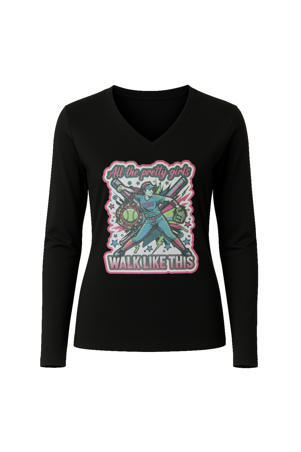 Glitter Pretty Girls Long Sleeve V-Neck Tee