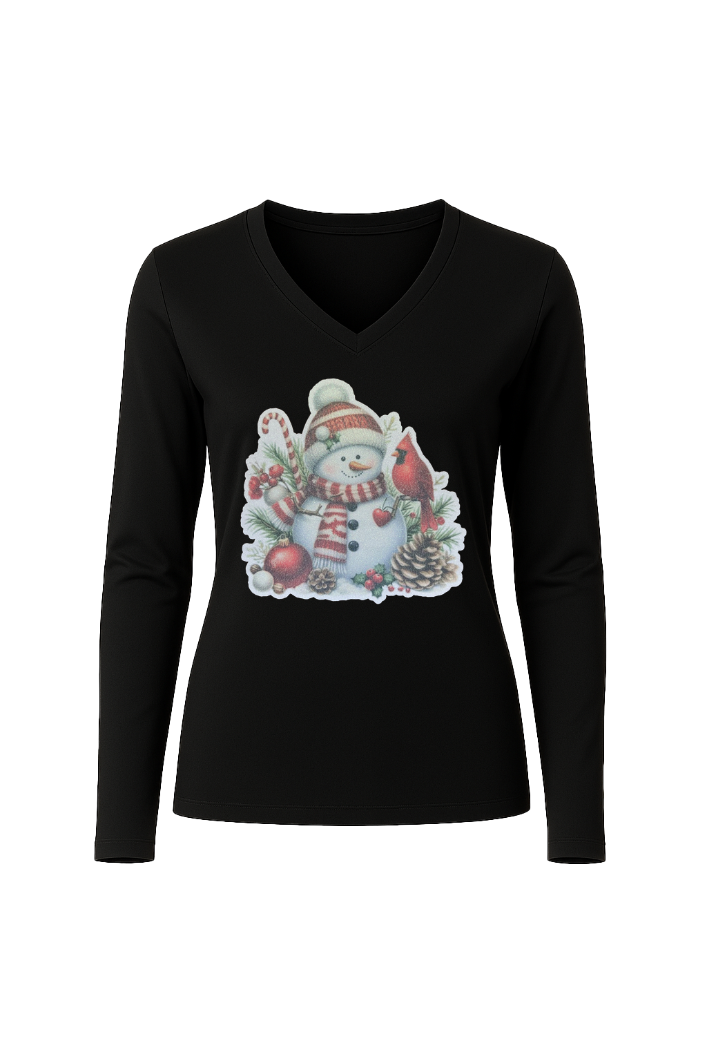 Glitter Cardinal's Gift Long Sleeve V-Neck Tee