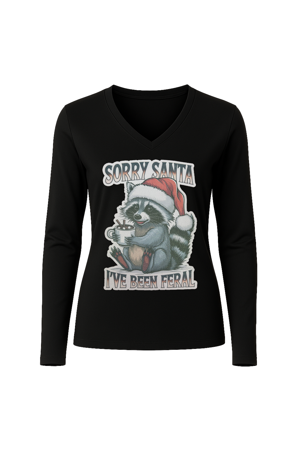 Glitter I've Been Feral Long Sleeve V-Neck Tee