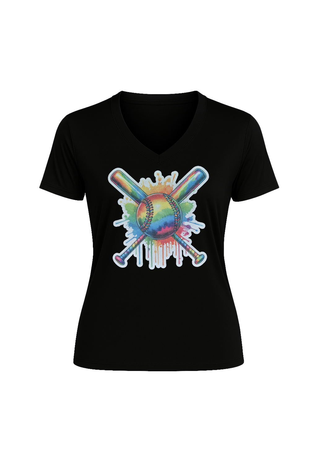 Glitter Splatter Bats Short Sleeve V-Neck Tee