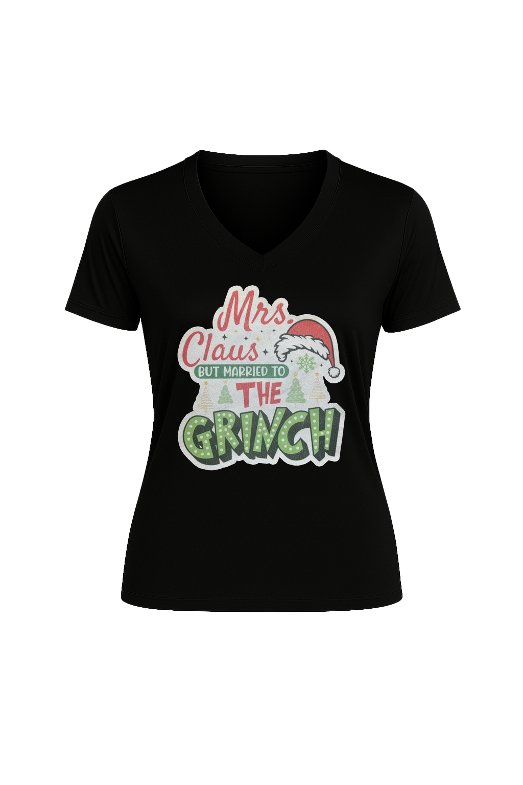 Glitter Married To The Grinch Short Sleeve V-Neck Tee