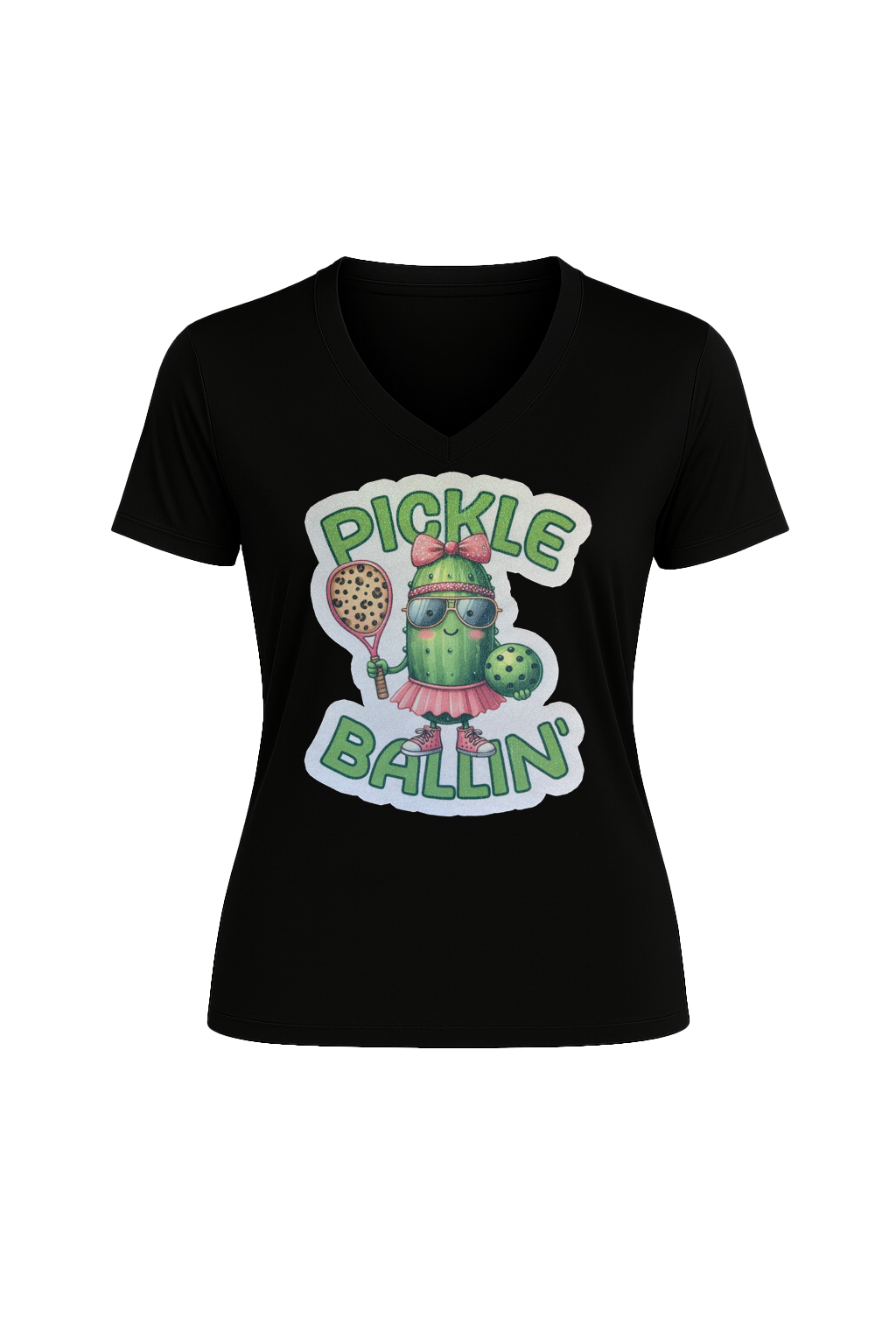 Glitter Pickle Ballin Short Sleeve V-Neck Tee