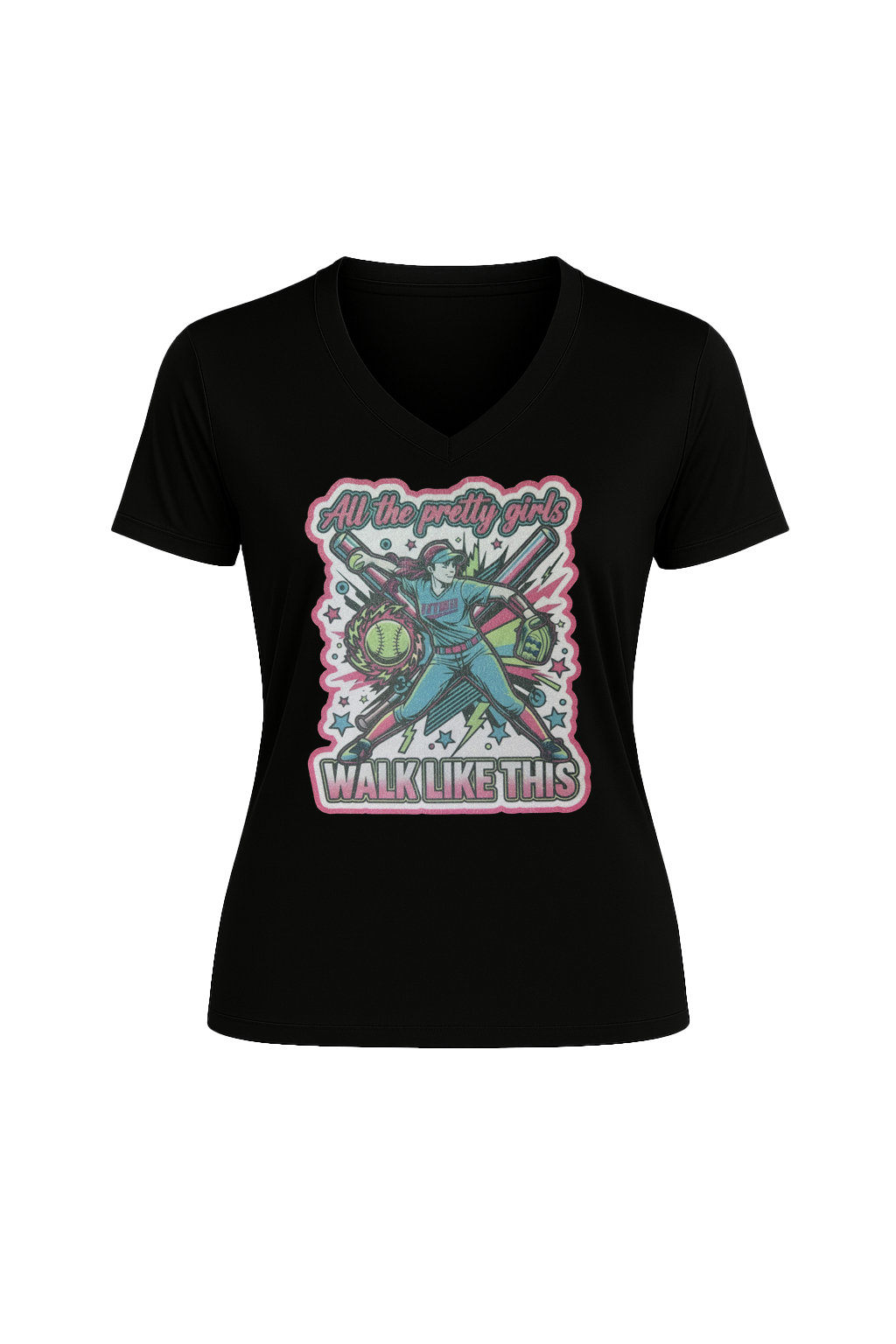 Glitter Pretty Girls Short Sleeve V-Neck Tee