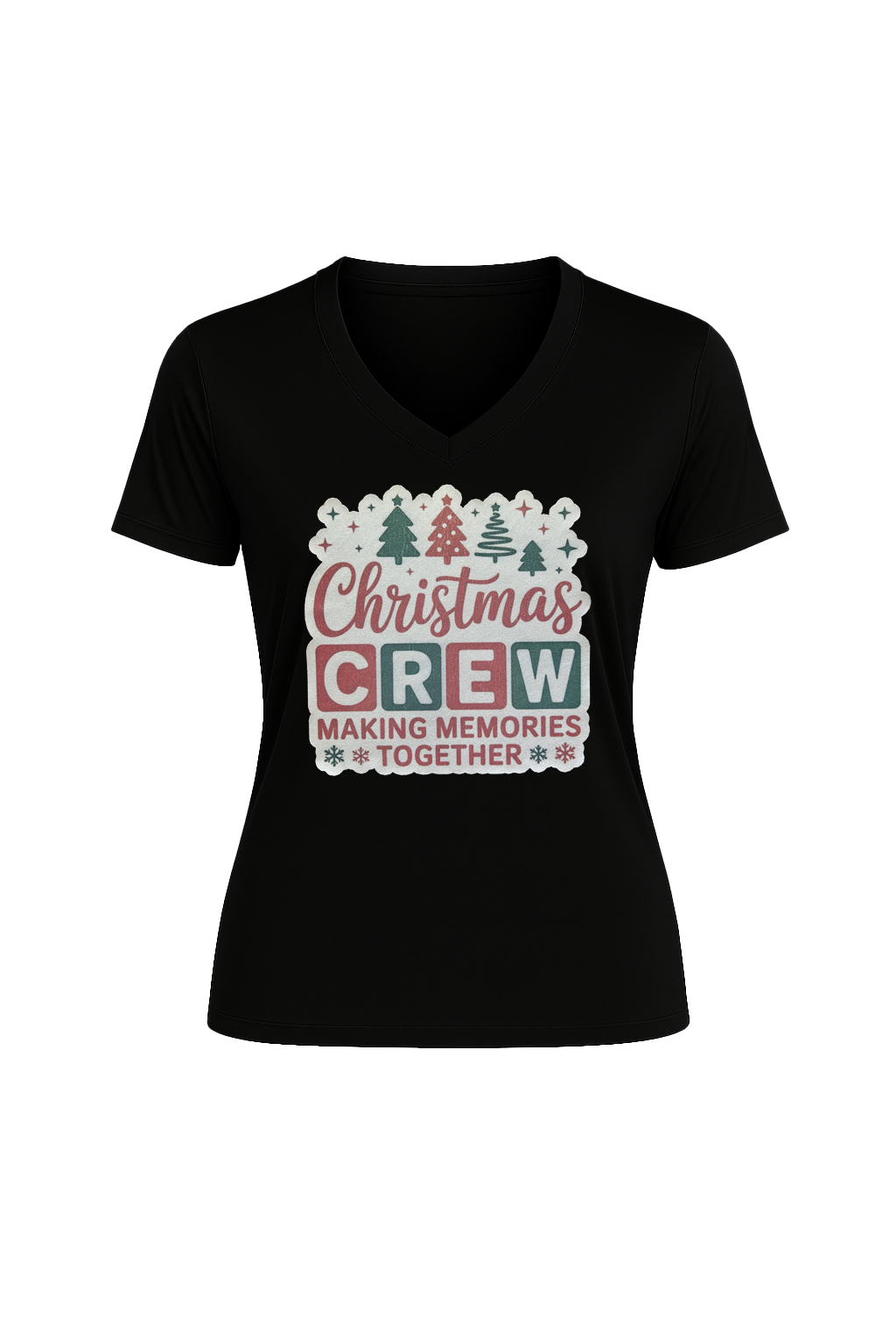 Glitter Christmas Crew Short Sleeve V-Neck Tee