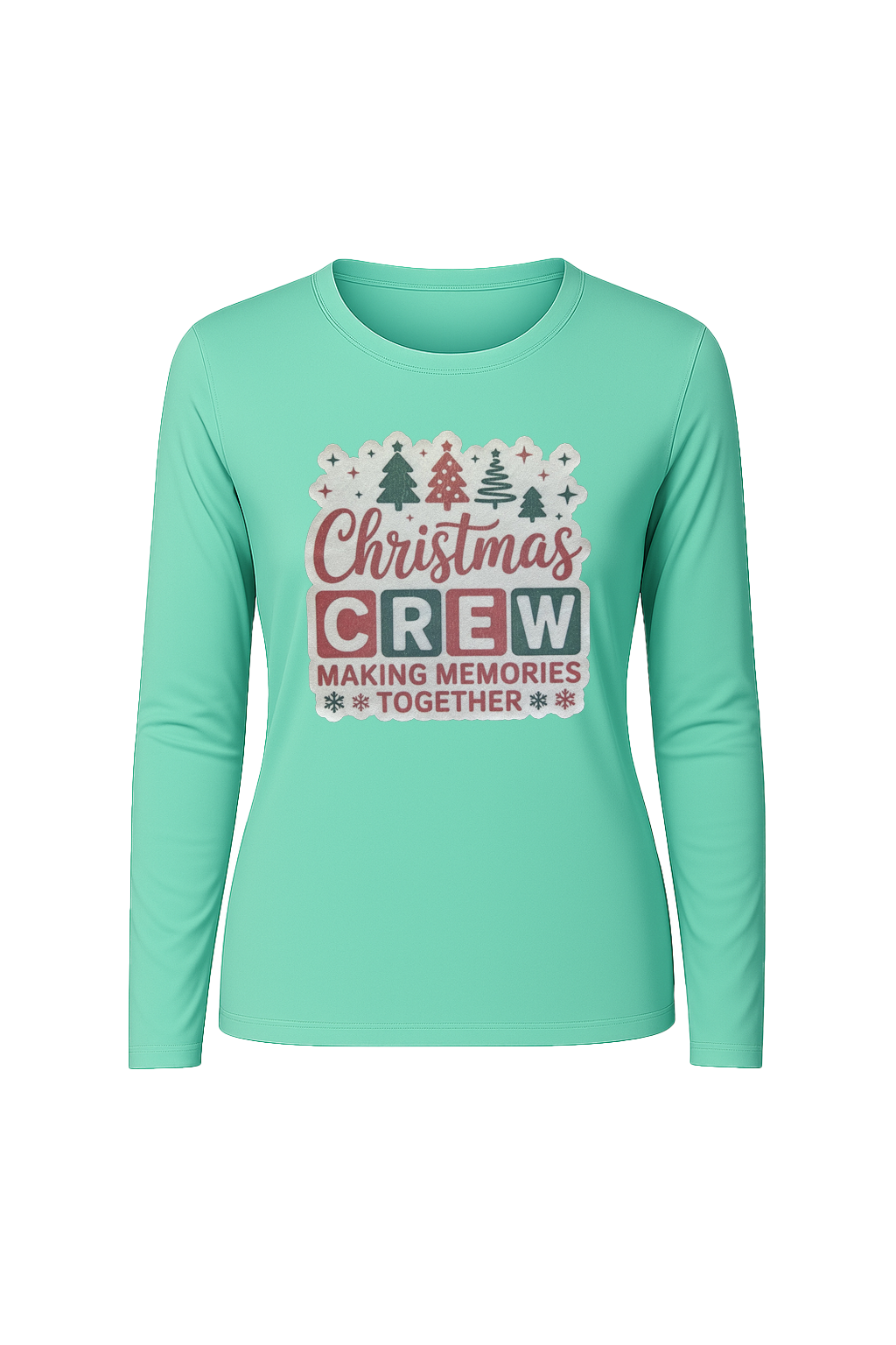Glitter Christmas Crew Long Sleeve Tee UPF 50