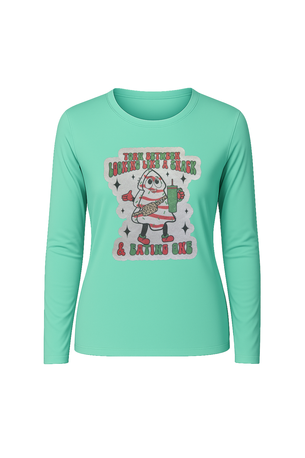 Glitter Christmas Snack Long Sleeve Tee UPF 50