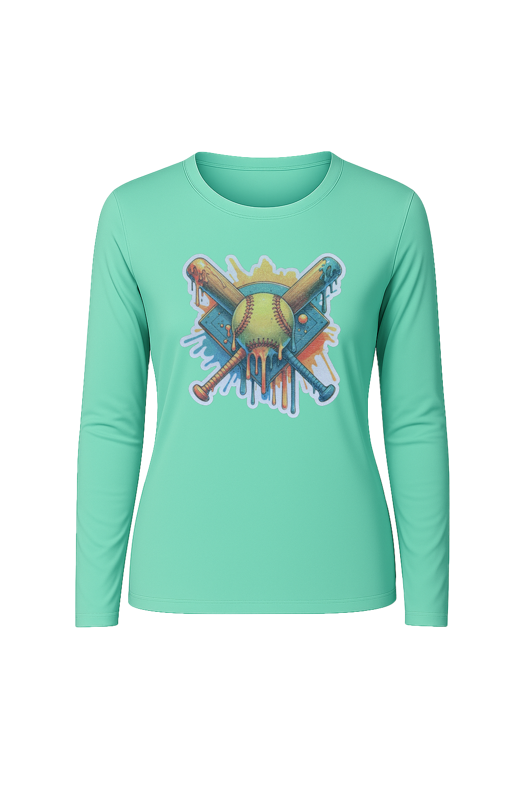 Glitter Teal Shield Long Sleeve Tee UPF 50