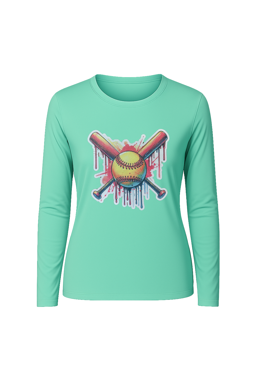 Glitter Red Drip Bats Long Sleeve Tee UPF 50