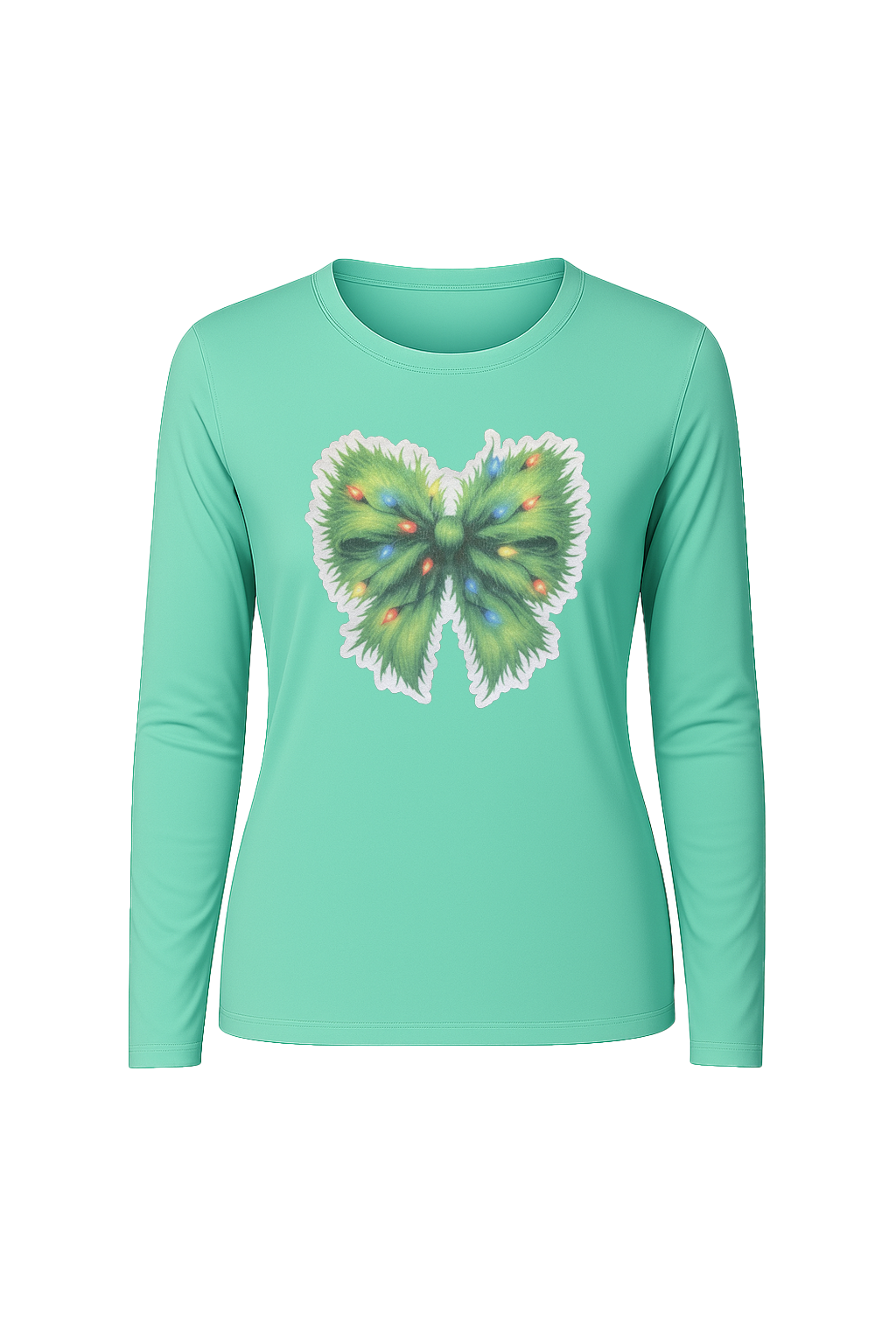 Glitter Evergreen Bow Long Sleeve Tee UPF 50