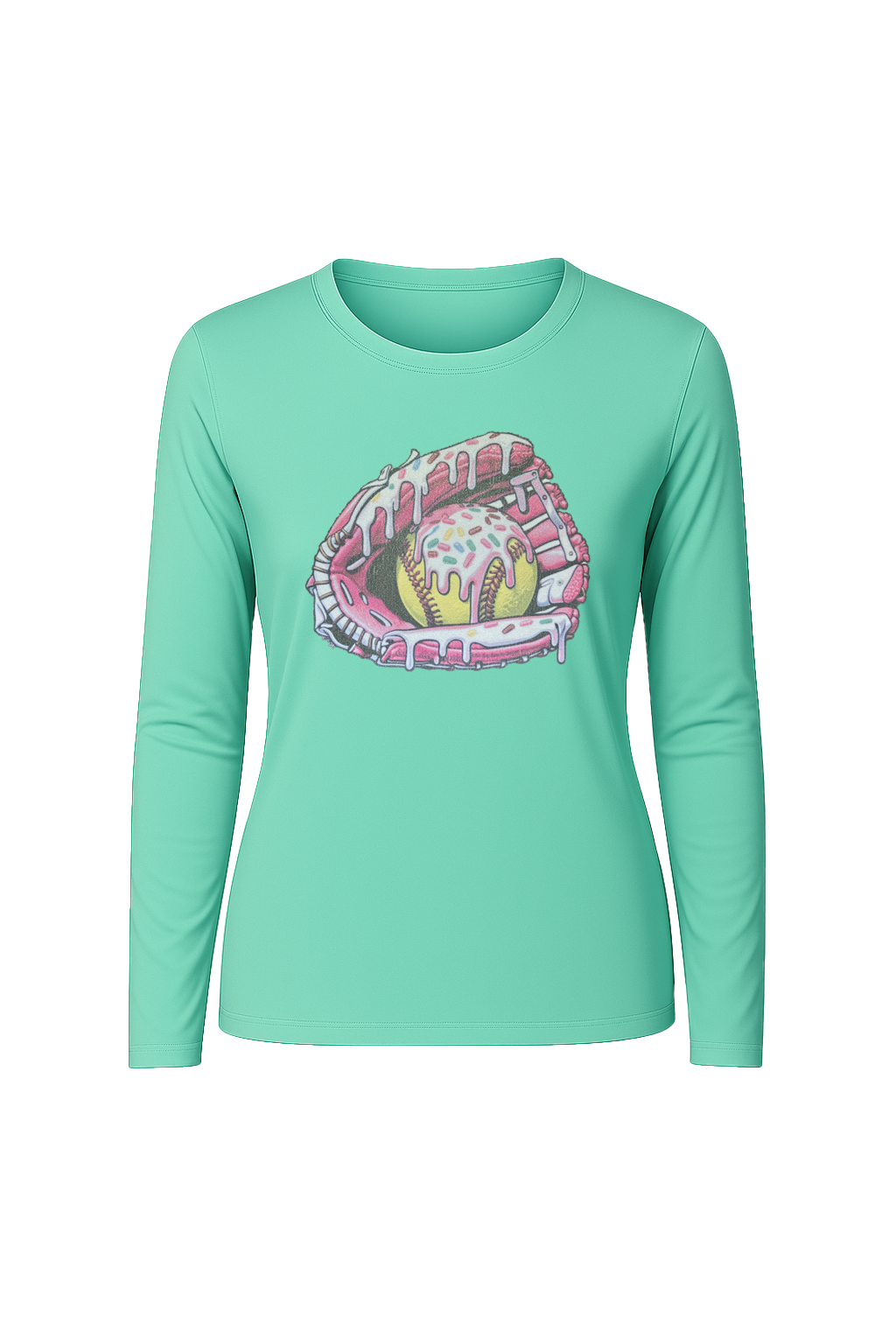 Glitter Softball Sundae Long Sleeve Tee UPF 50