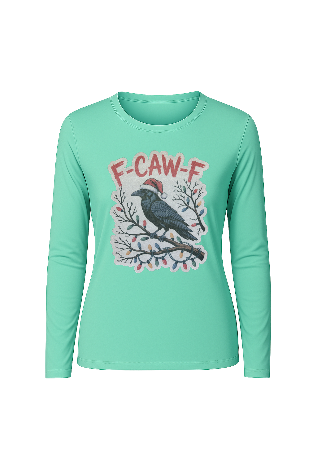 Glitter Christmas Crow Long Sleeve Tee UPF 50