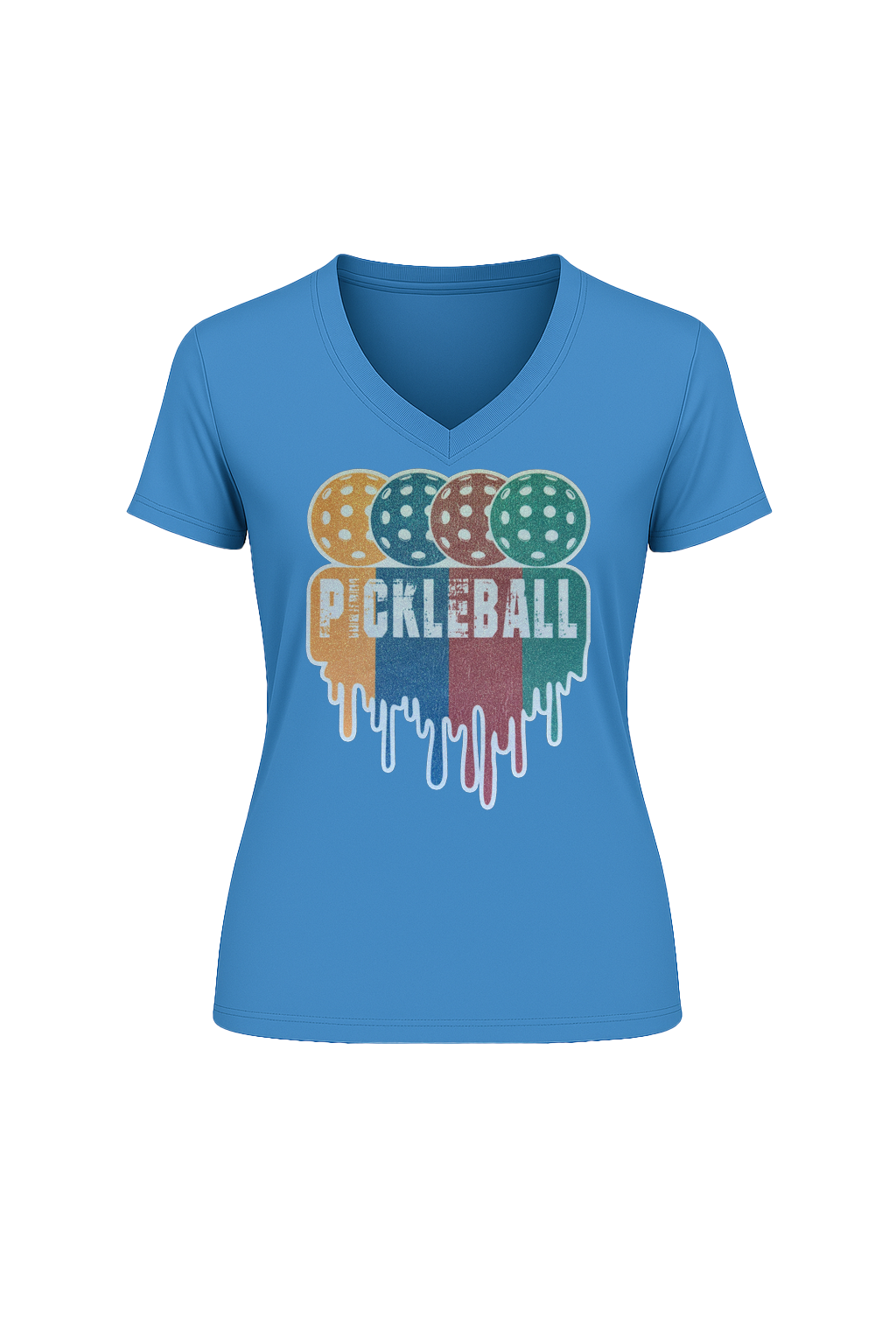 Glitter Pickleball Drip Short Sleeve V-Neck Tee