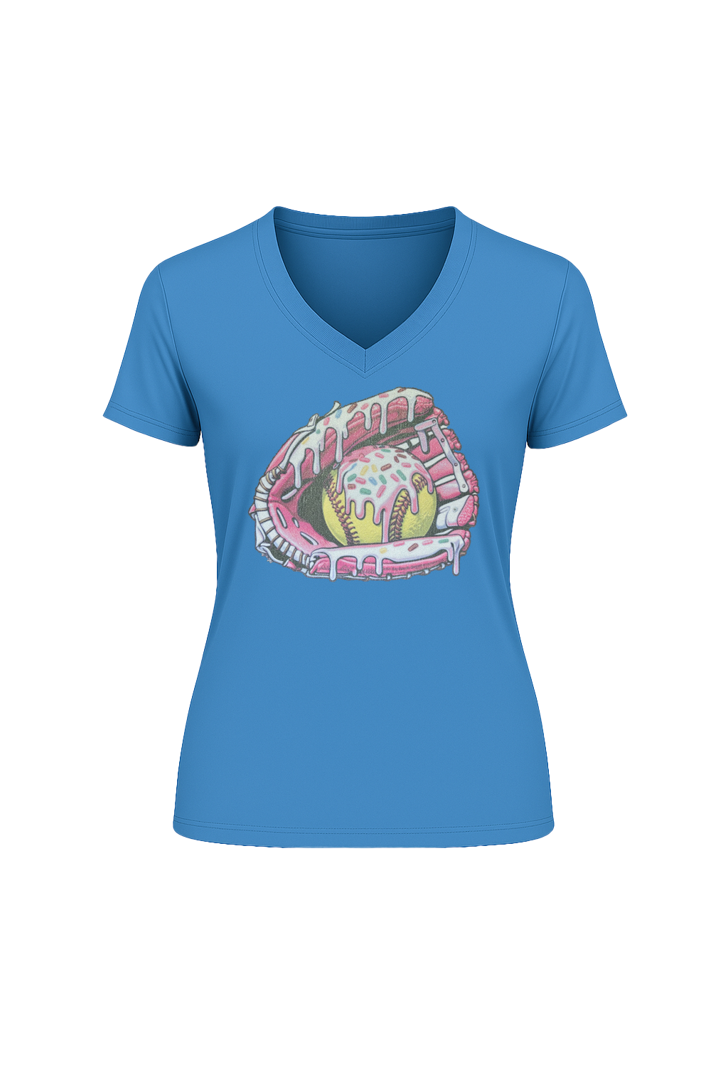 Glitter Softball Sundae Short Sleeve V-Neck Tee