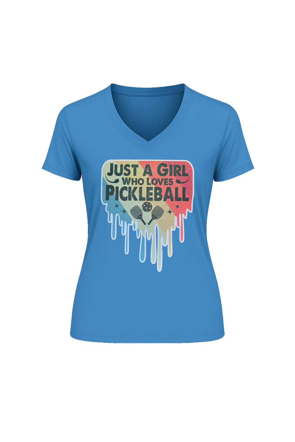 Glitter Girl Loves Pickleball Short Sleeve V-Neck Tee