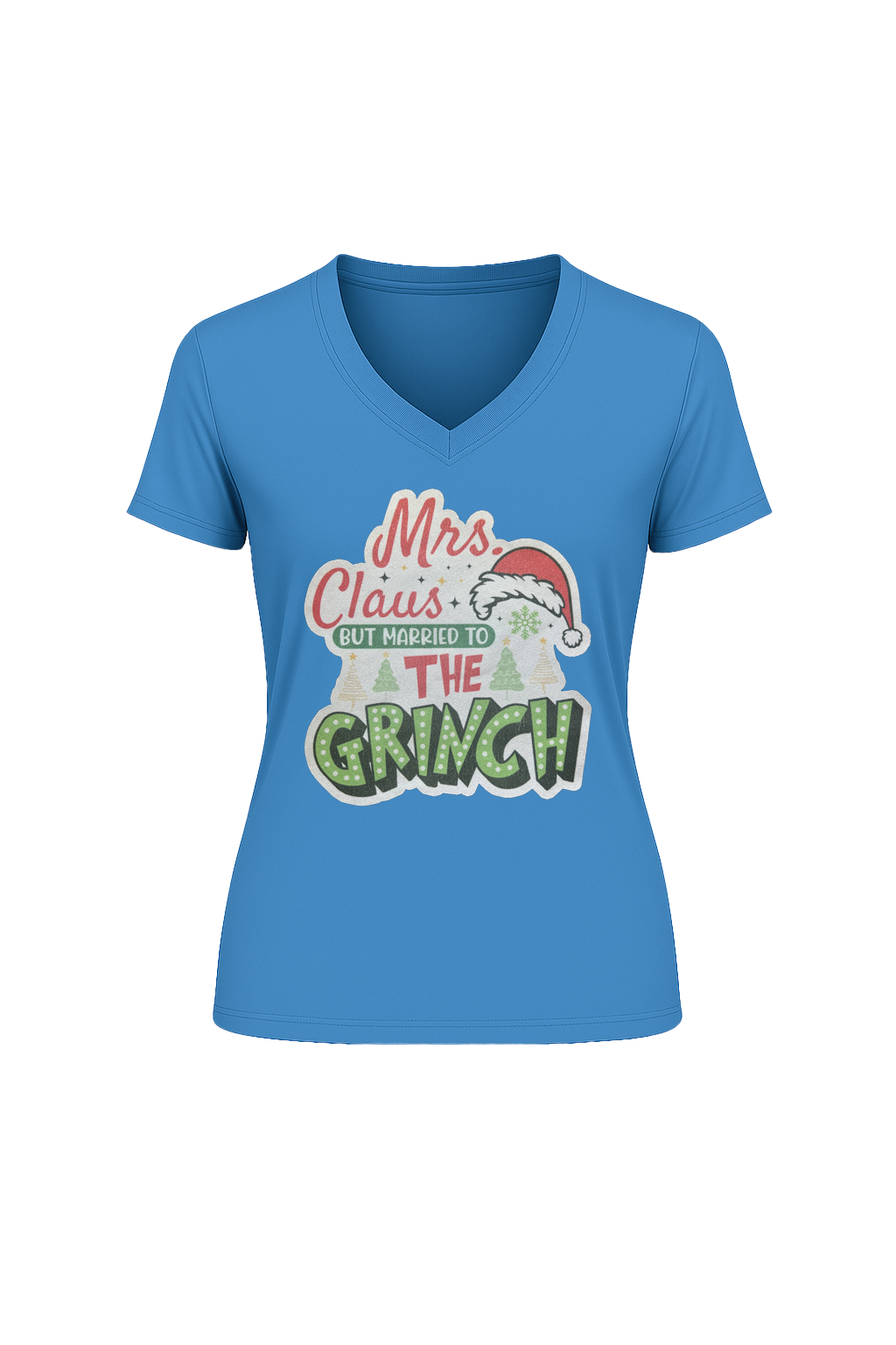 Glitter Married To The Grinch Short Sleeve V-Neck Tee