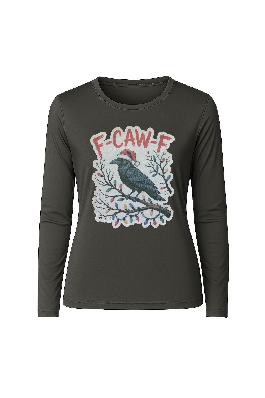 Glitter Christmas Crow Long Sleeve Tee UPF 50