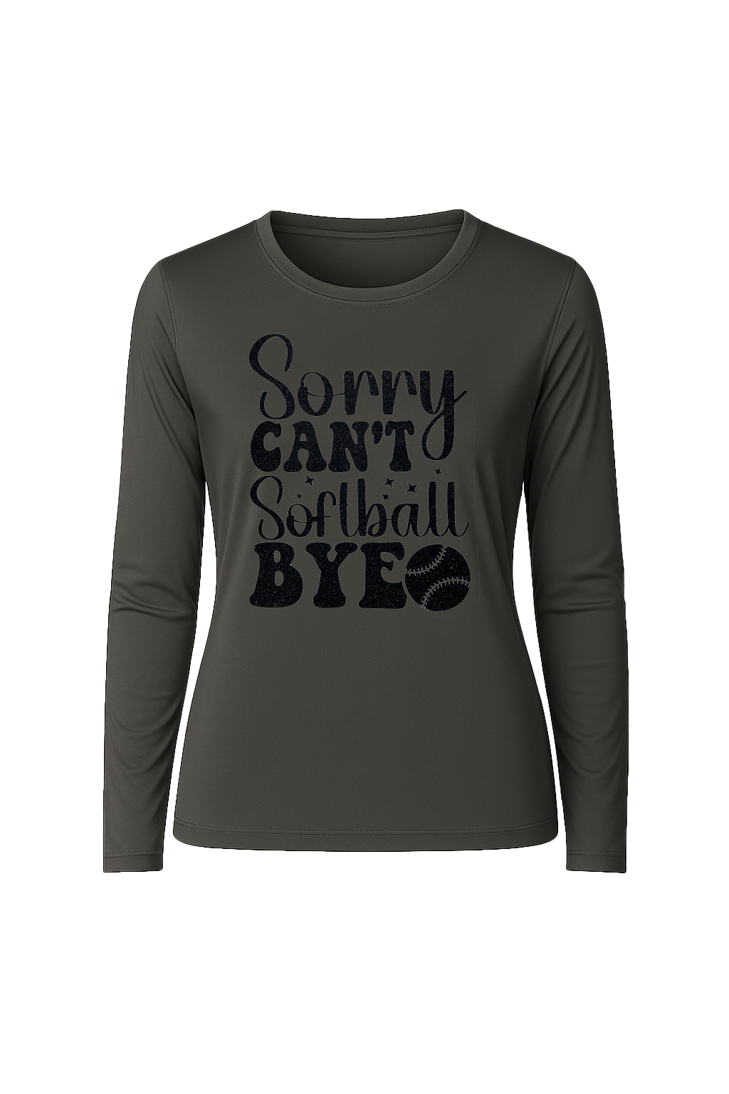 Glitter Sorry Can't Softball Bye Long Sleeve Tee UPF 50