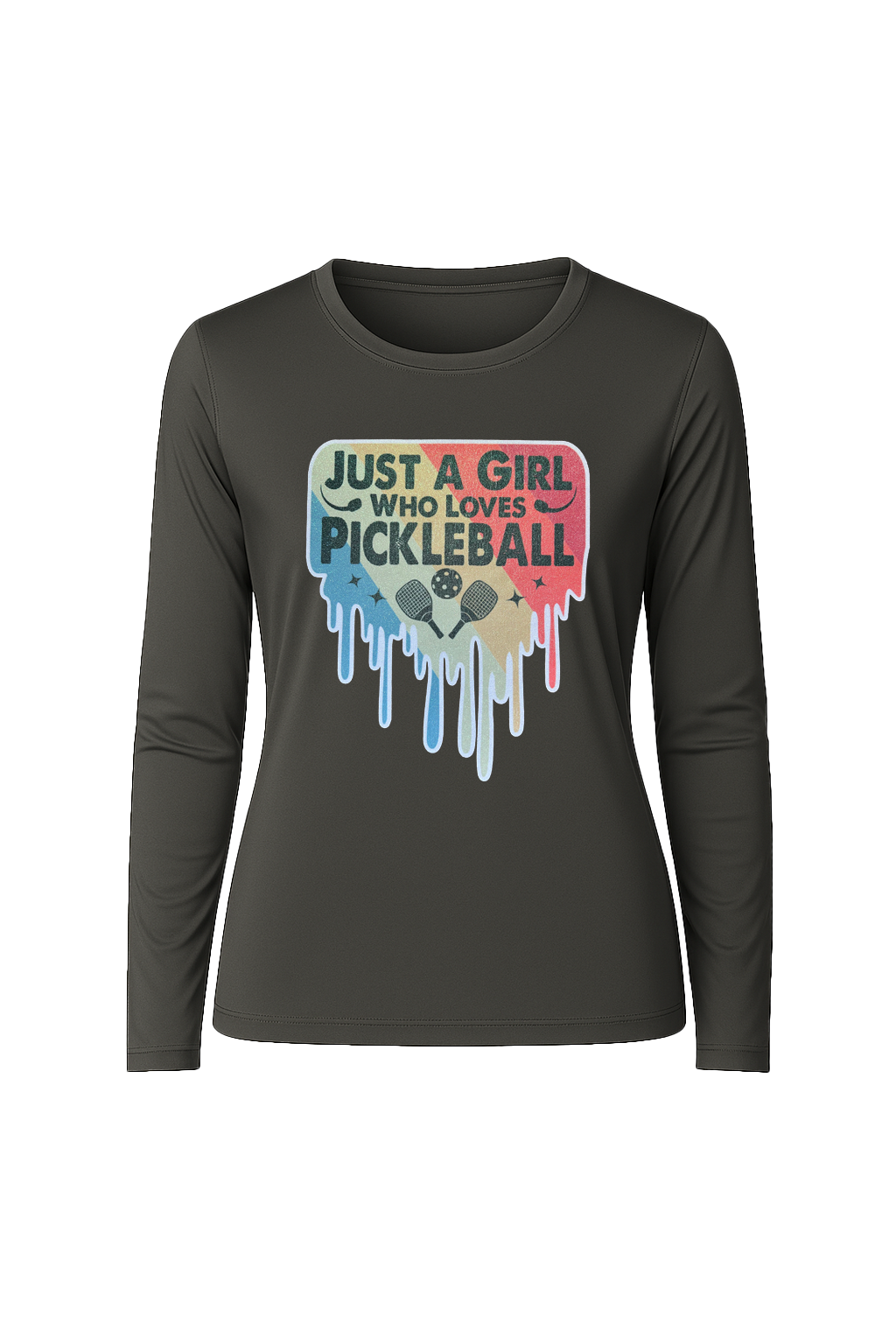 Glitter Girl Loves Pickleball Long Sleeve Tee UPF 50