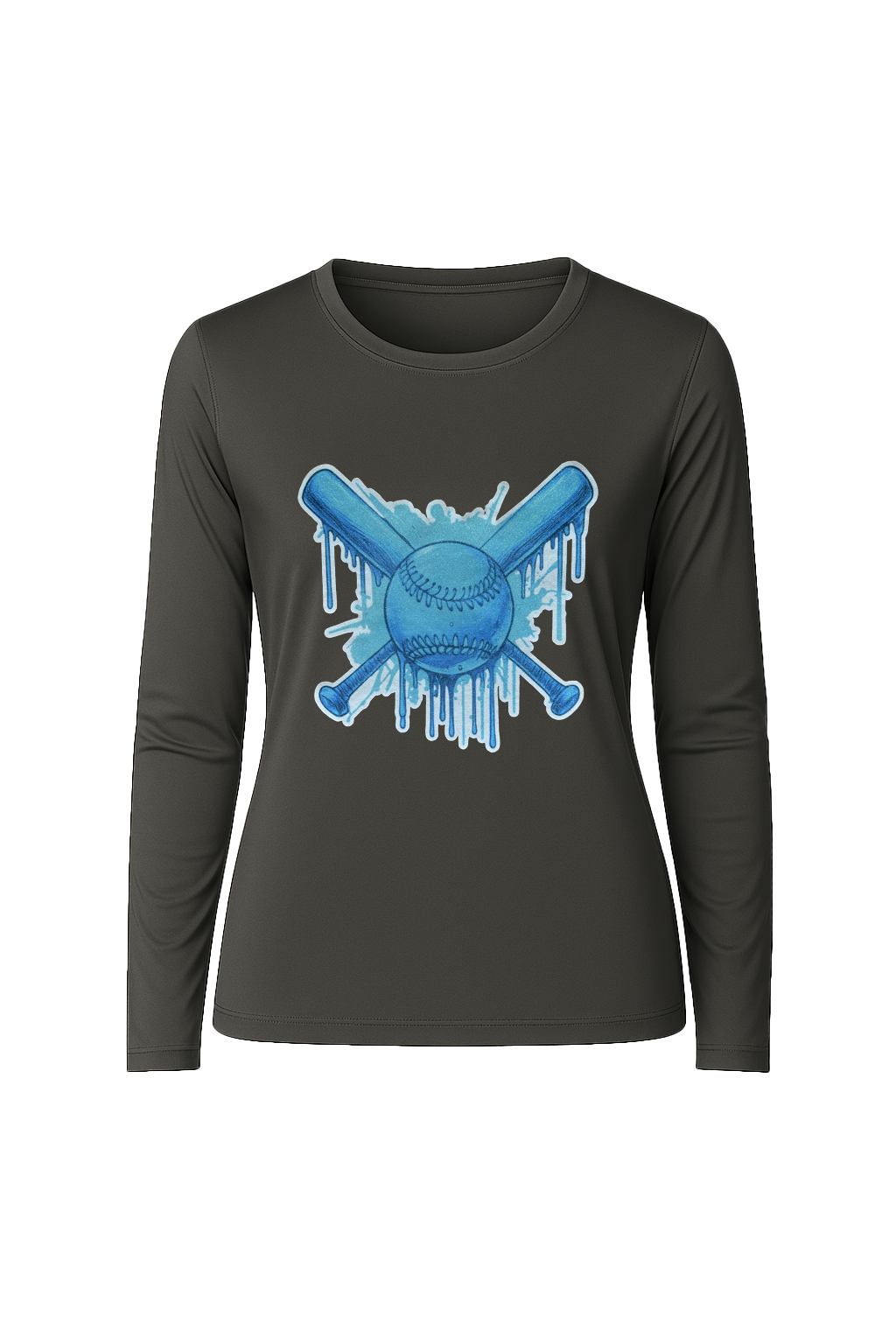 Glitter Blue Drip Bats Long Sleeve Tee UPF 50