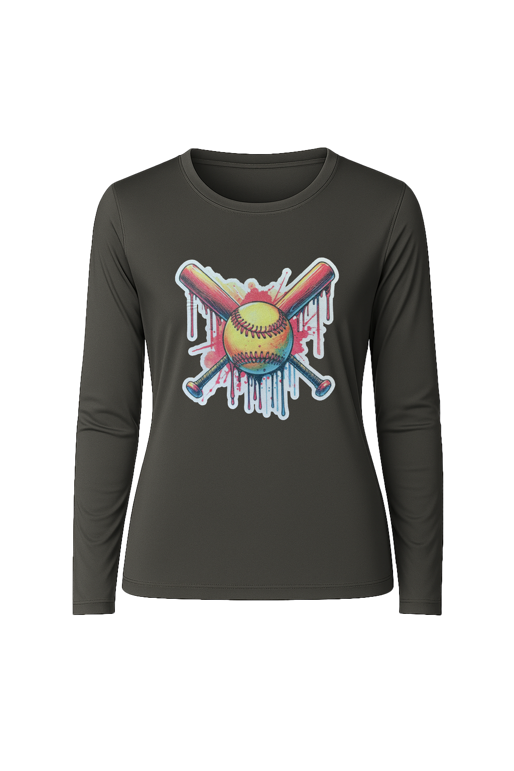 Glitter Red Drip Bats Long Sleeve Tee UPF 50