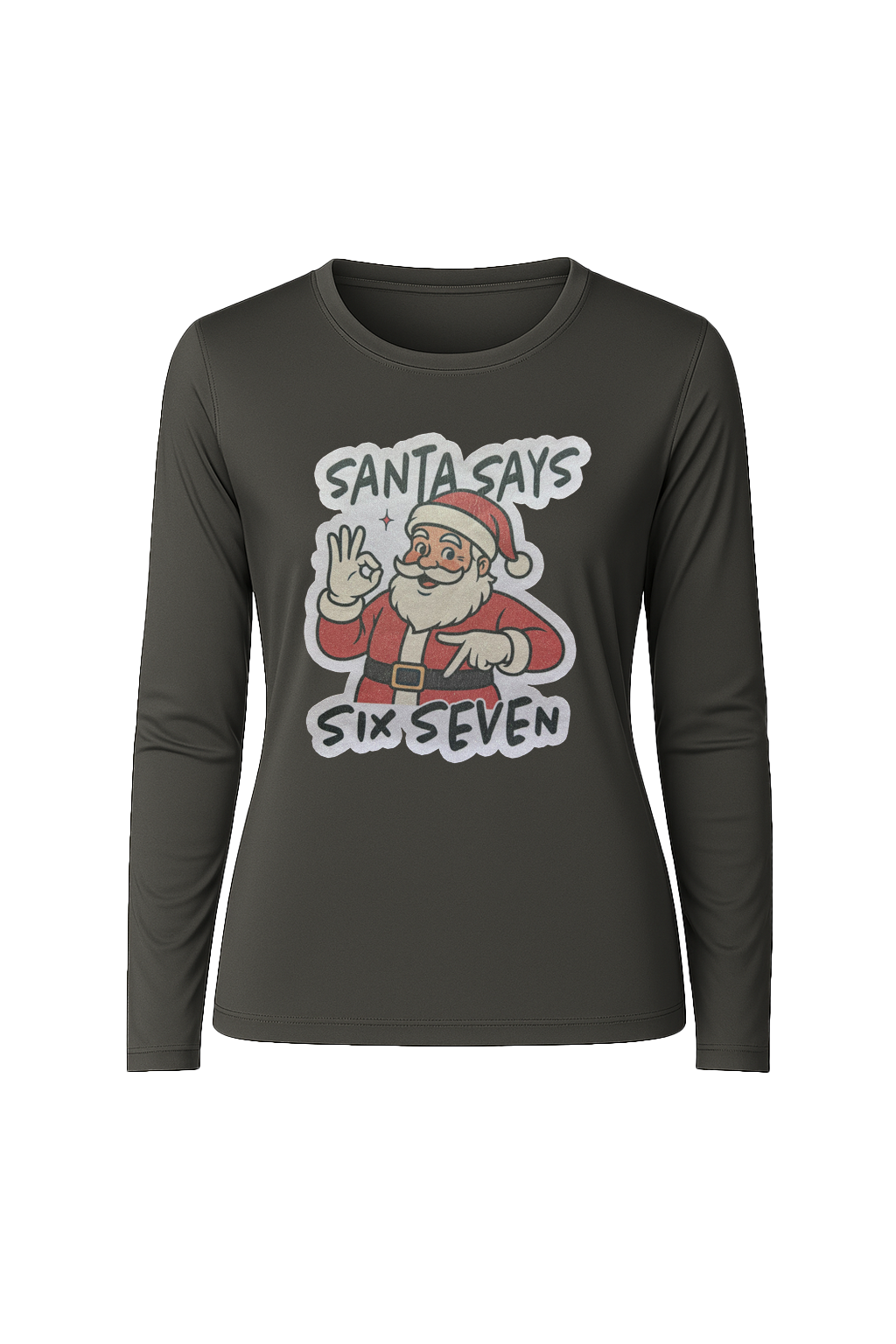 Glitter Santa Says Six Seven Long Sleeve Tee UPF 50