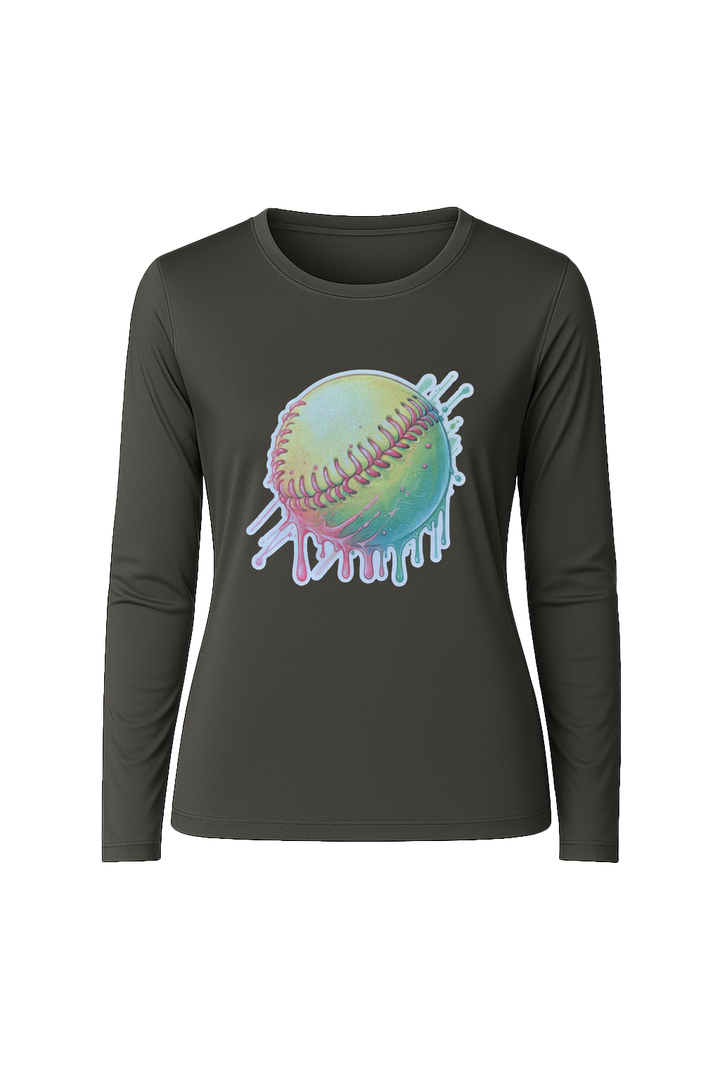 Glitter Softball Drip Long Sleeve Tee UPF 50