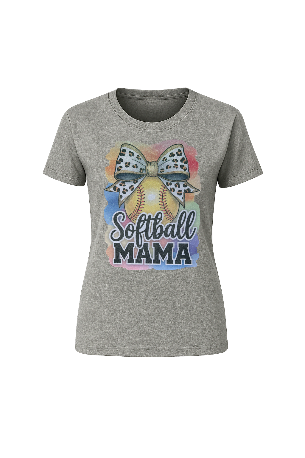 Glitter Watercolor Softball Mama Short Sleeve Tee