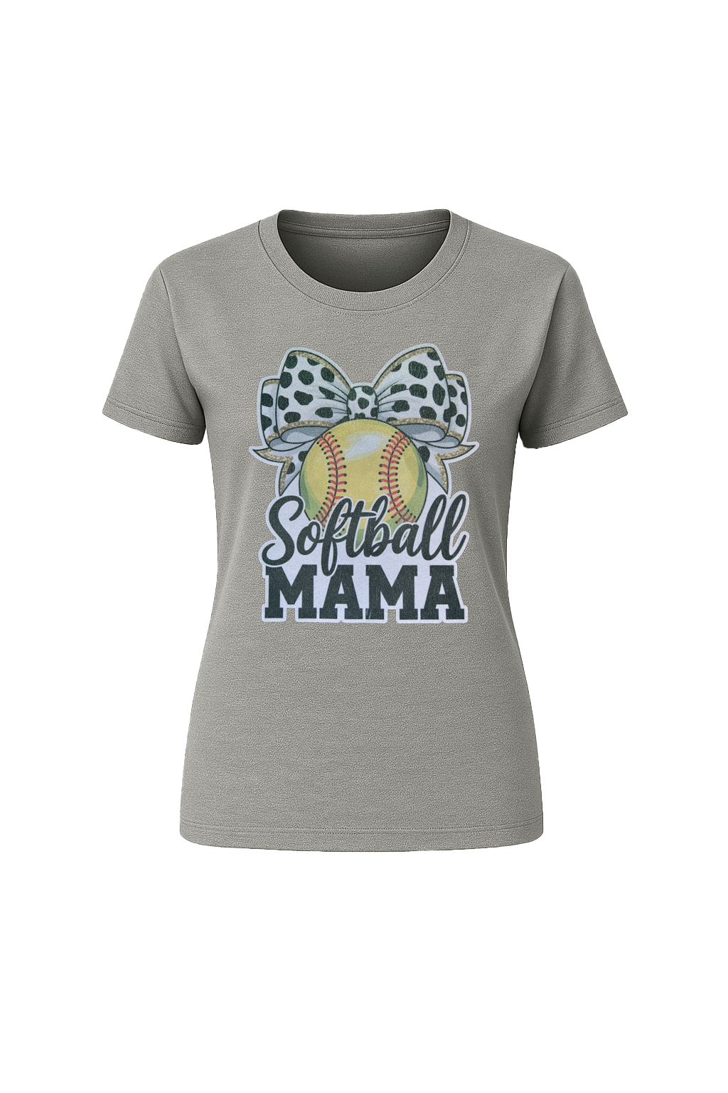 Glitter Softball Mama Bow Short Sleeve Tee