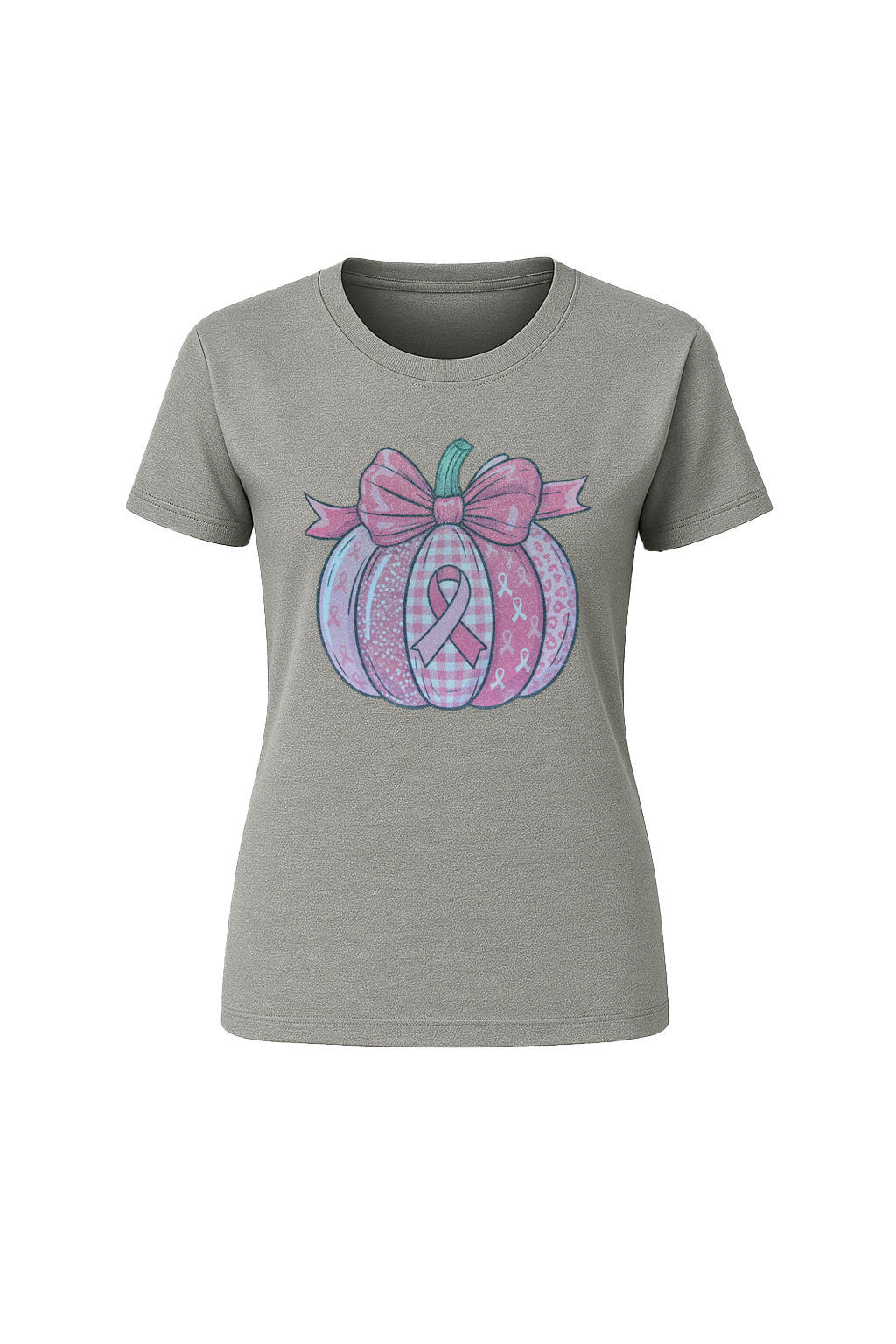 Glitter Breast Cancer Pumpkin Short Sleeve Tee